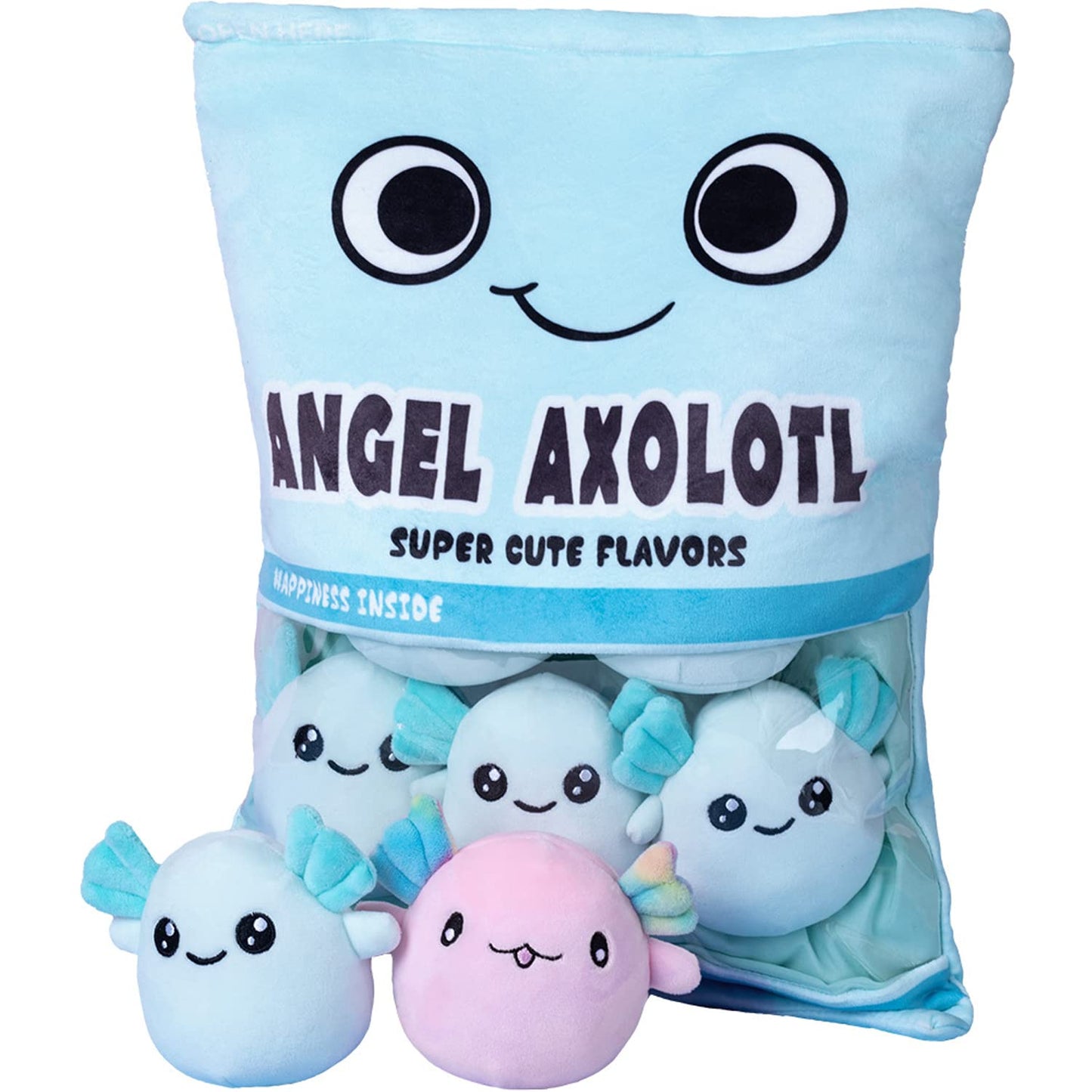 Nenalayo Plushies Axolotl Bag – Soft Blue Plush Toy Pillow for Kids