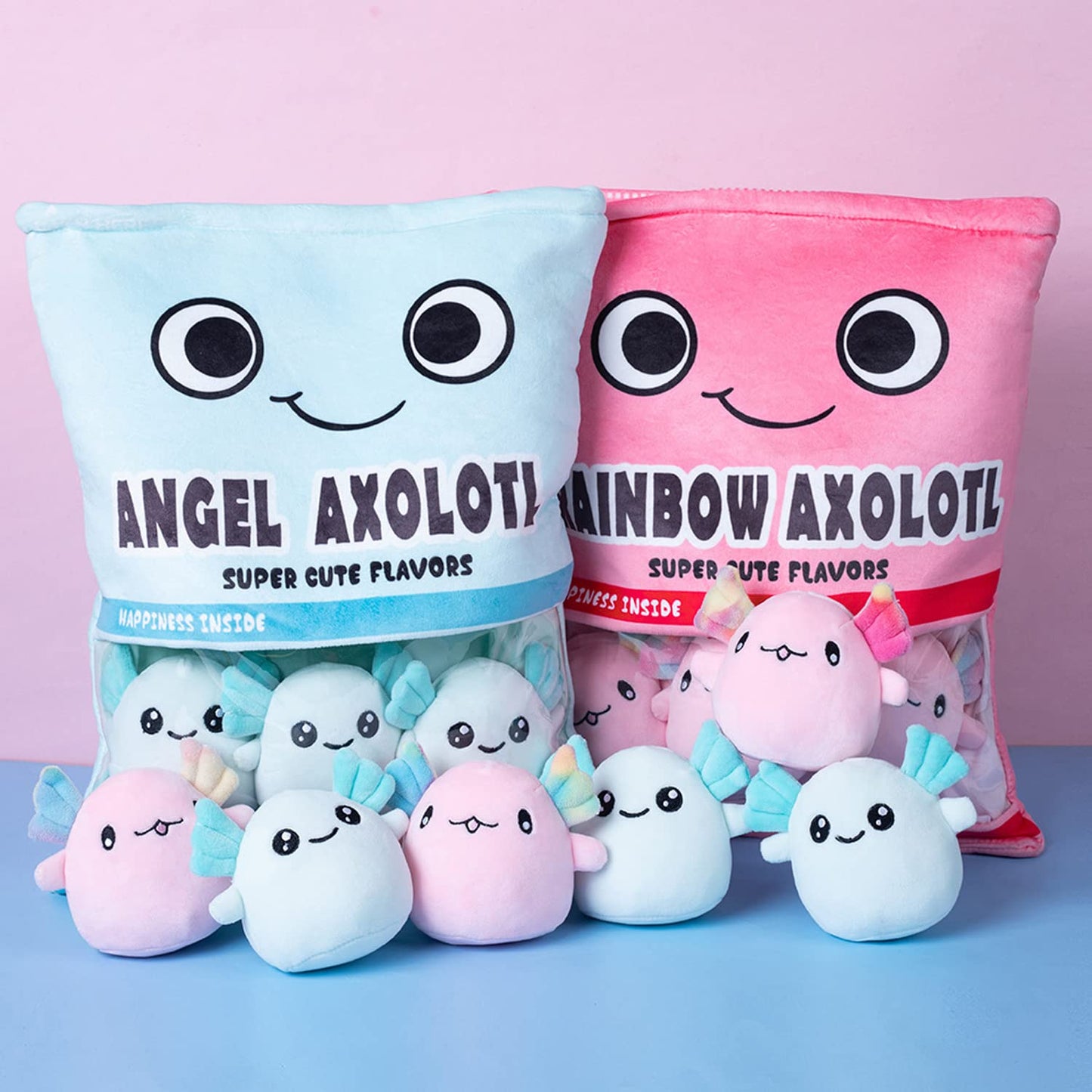 Nenalayo Plushies Axolotl Bag – Soft Blue Plush Toy Pillow for Kids