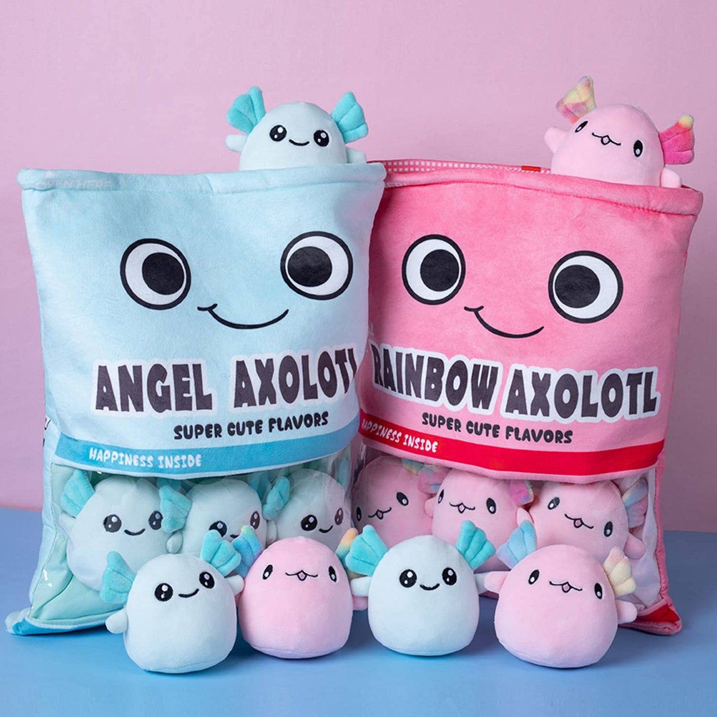 Nenalayo Plushies Axolotl Bag – Soft Blue Plush Toy Pillow for Kids