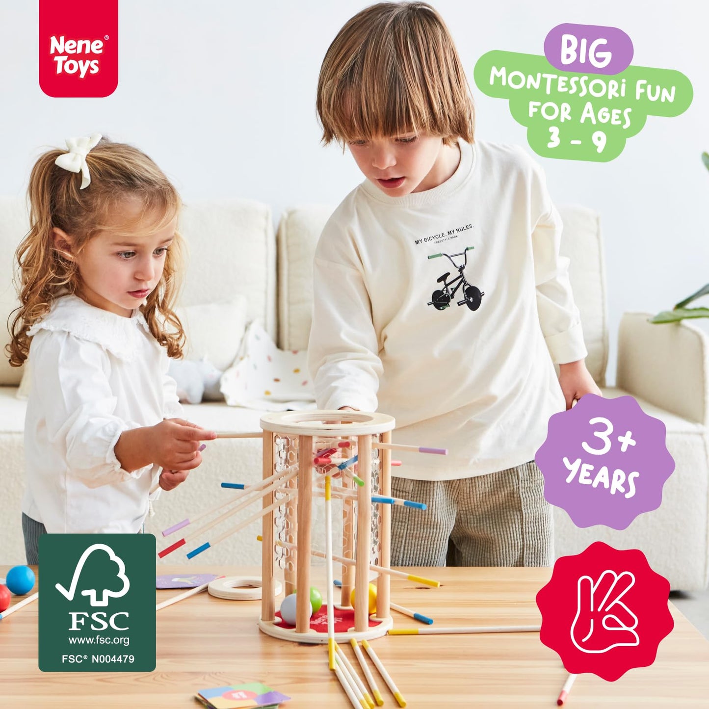 Nene Toys BALLFALL Jumbo – Montessori Wooden Board Game for Kids 3-9