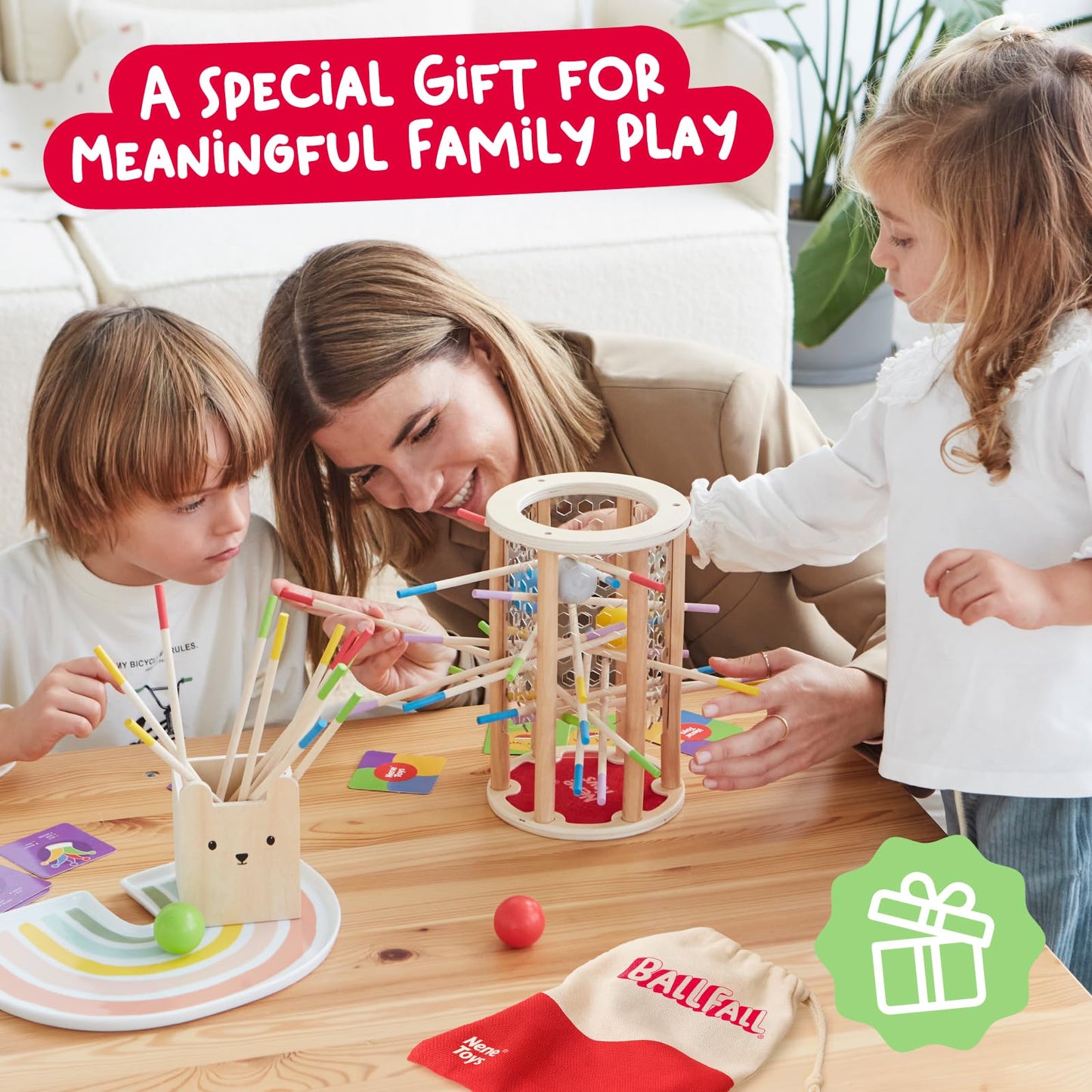 Nene Toys BALLFALL Jumbo – Montessori Wooden Board Game for Kids 3-9
