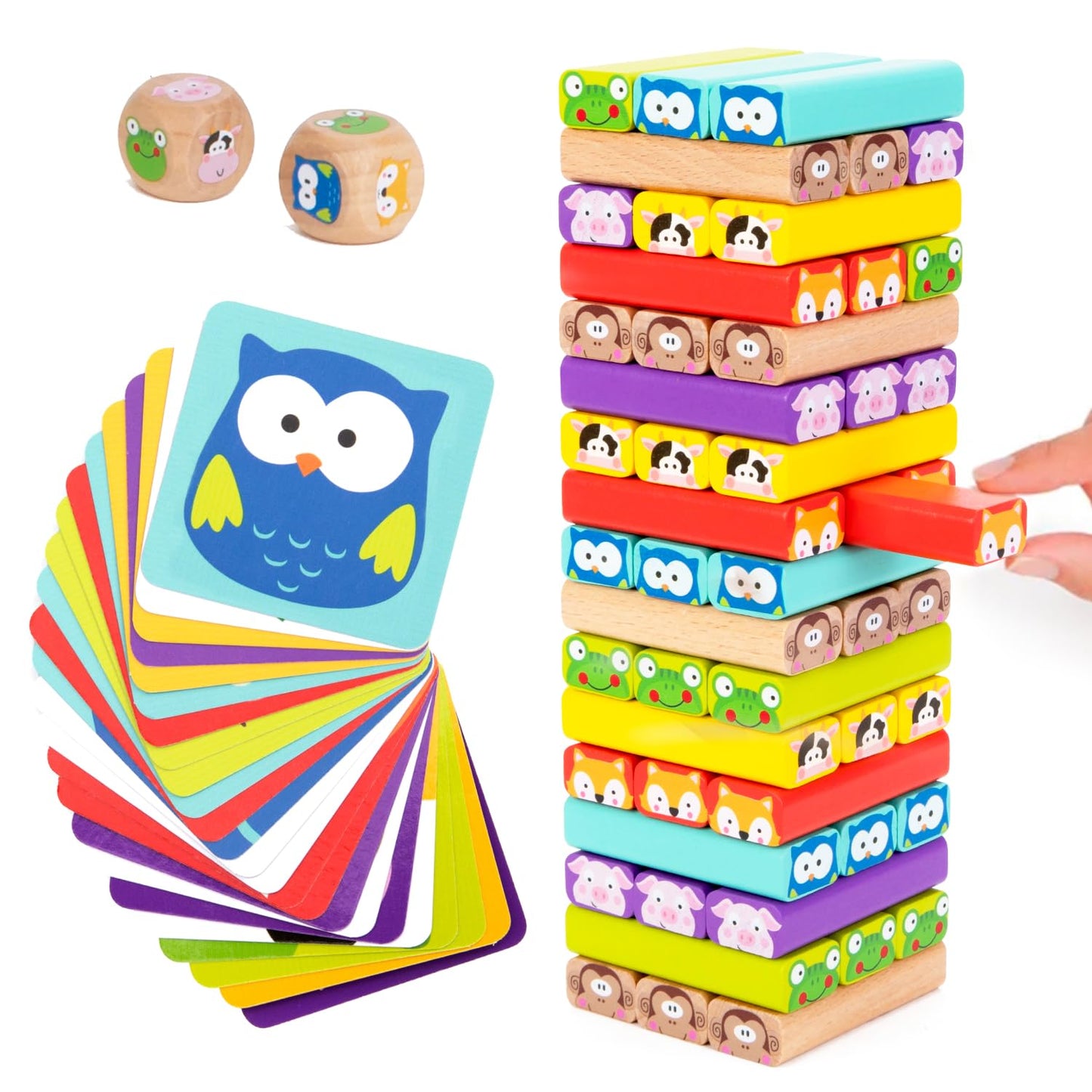 Nene Toys Wooden Tumble Tower Game – 4-in-1 Educational Fun for Kids 3-9