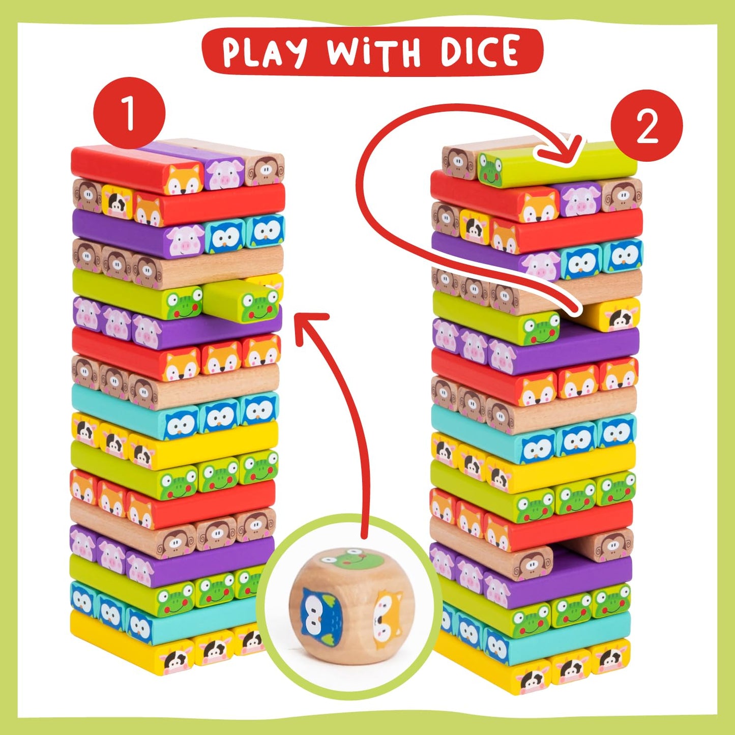 Nene Toys Wooden Tumble Tower Game – 4-in-1 Educational Fun for Kids 3-9