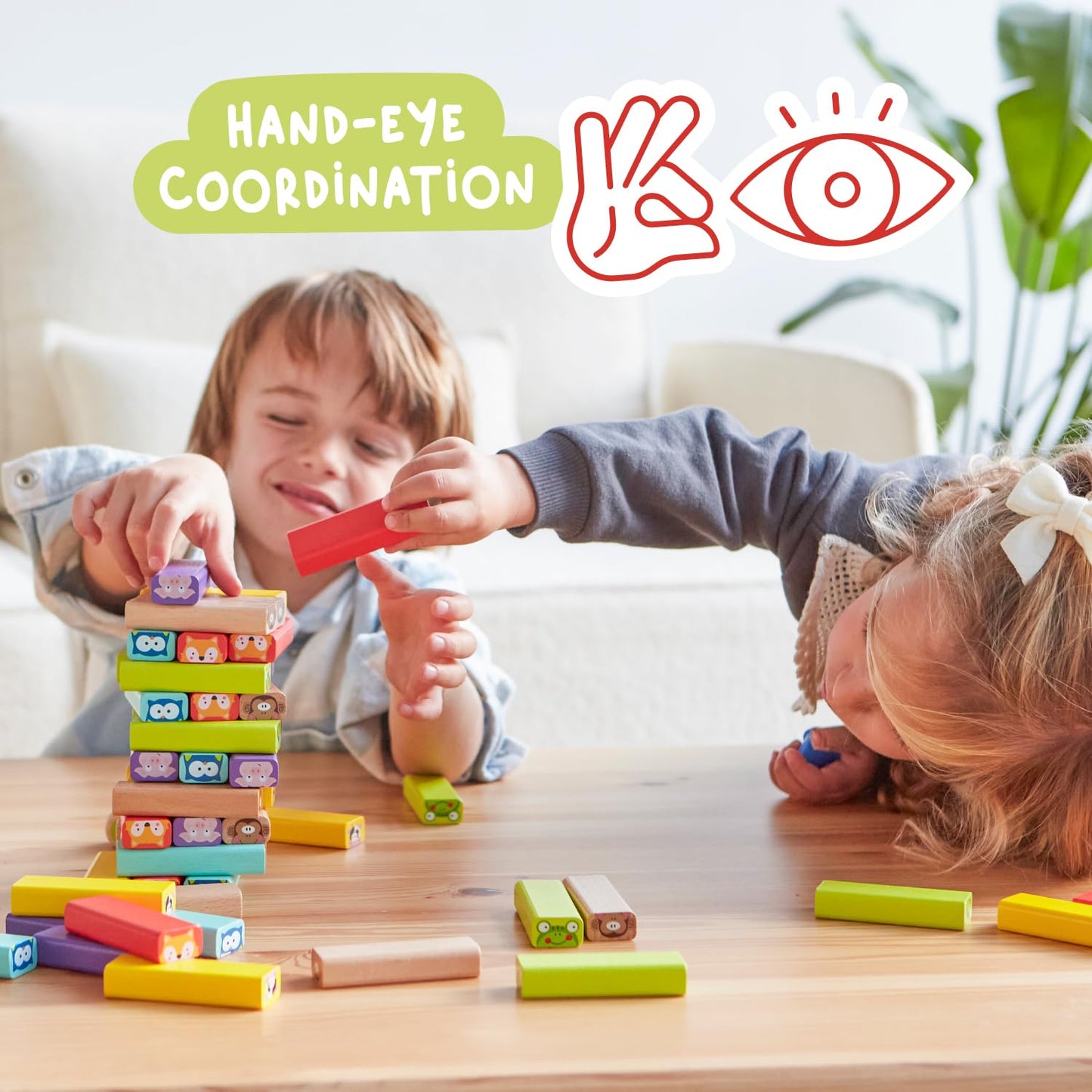 Nene Toys Wooden Tumble Tower Game – 4-in-1 Educational Fun for Kids 3-9