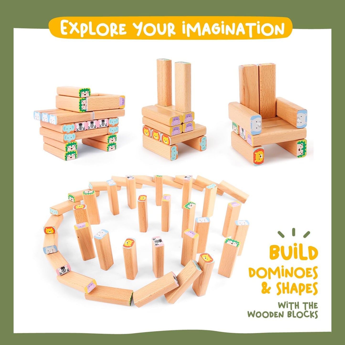 Nene Toys Wooden Block Stacking Game – 4-in-1 Safari Family Board Game