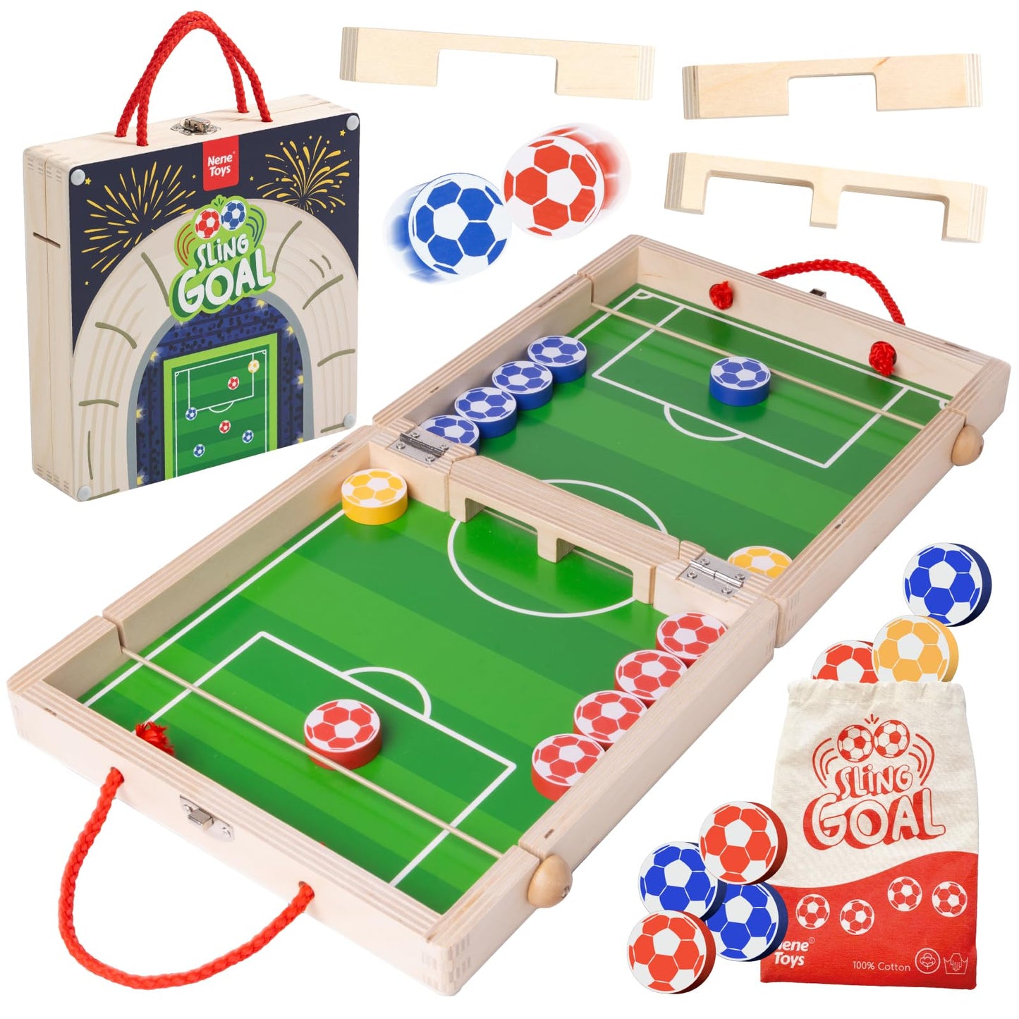 Nene Toys Sling Goal – Wooden Sling Puck Game for Kids & Adults | Portable, Fast-Paced Family Fun