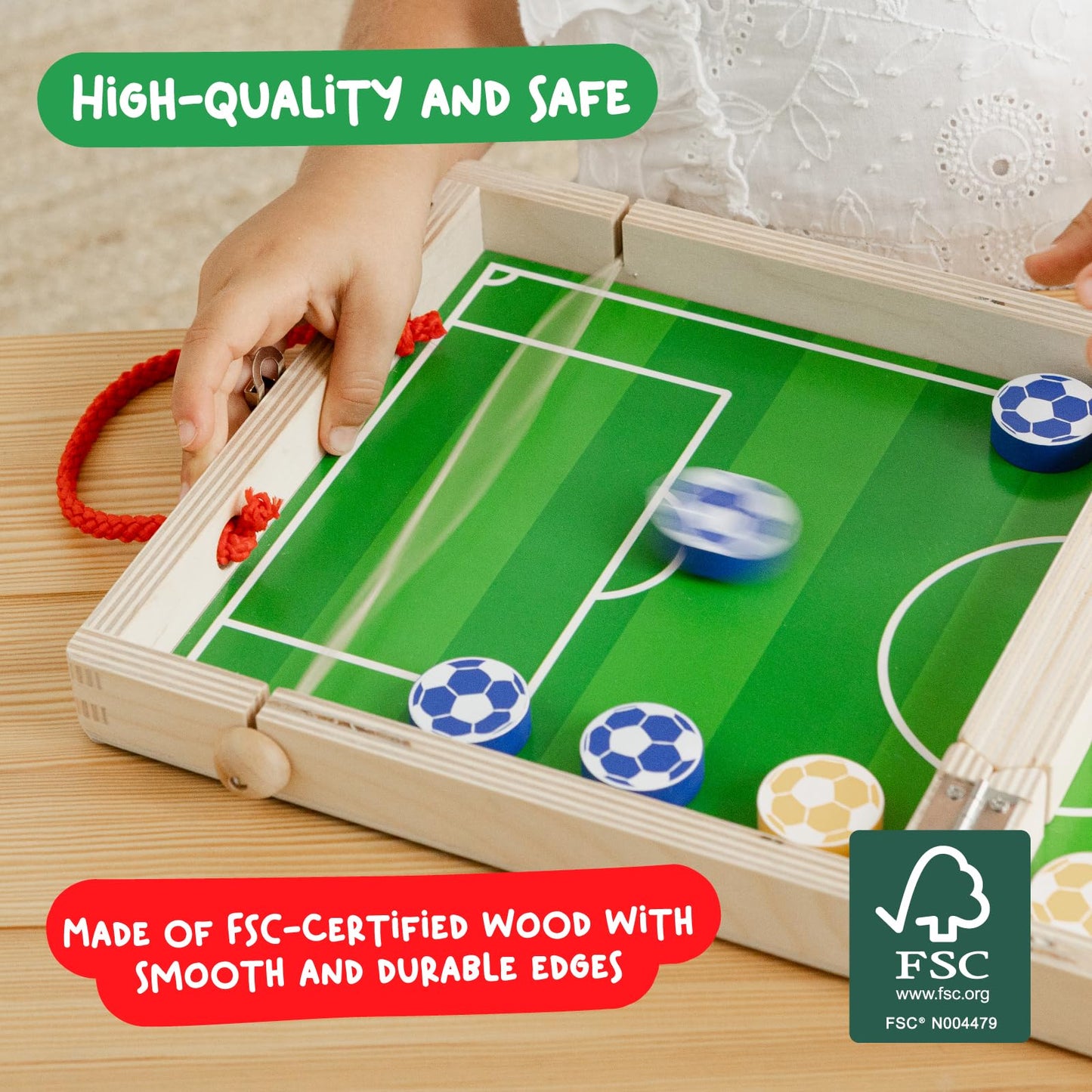 Nene Toys Sling Goal – Wooden Sling Puck Game for Kids & Adults | Portable, Fast-Paced Family Fun