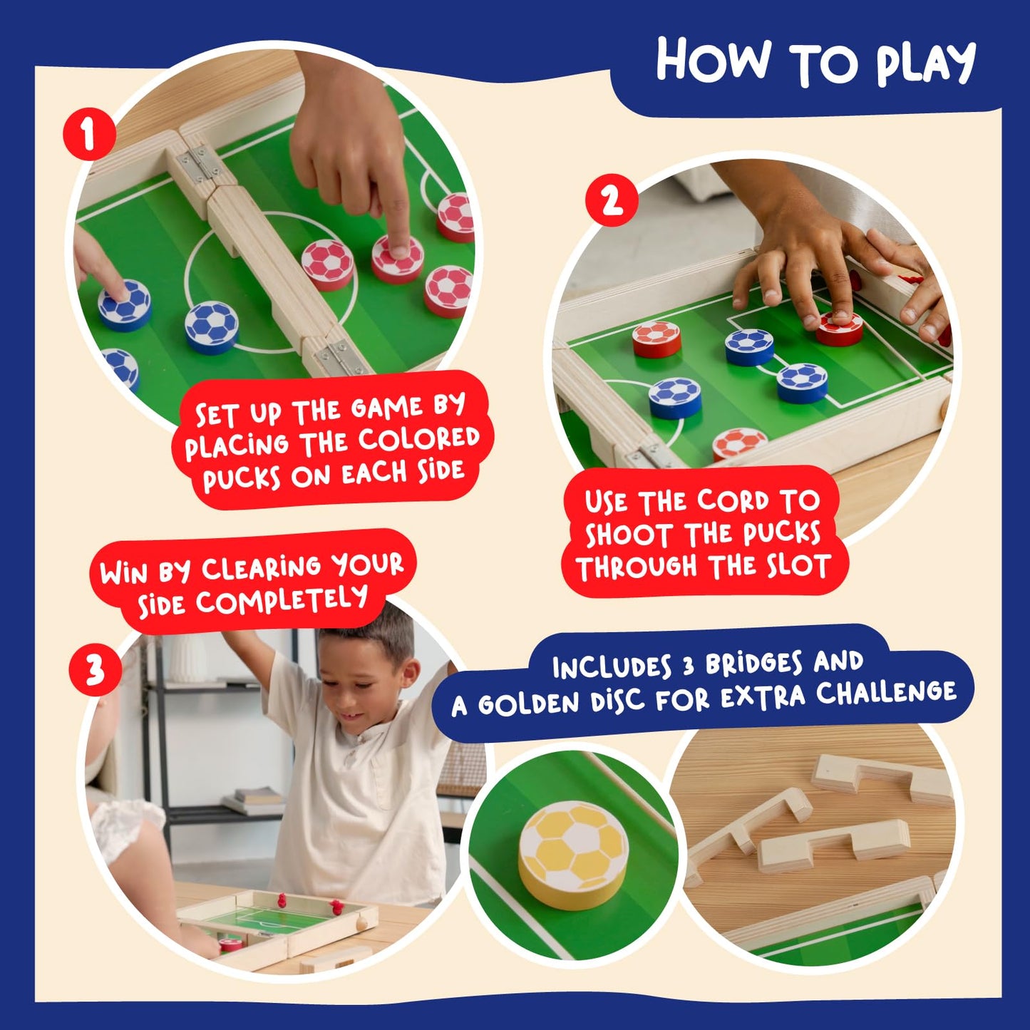 Nene Toys Sling Goal – Wooden Sling Puck Game for Kids & Adults | Portable, Fast-Paced Family Fun