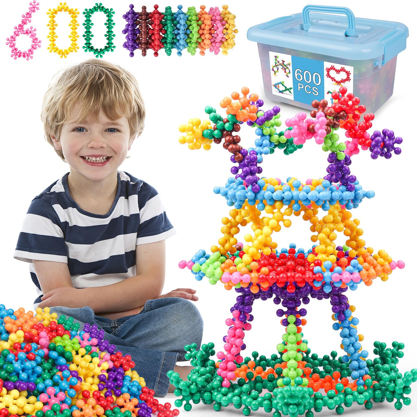 NEOACT 600 PCS Building Blocks – Interlocking Educational Toy for Preschoolers