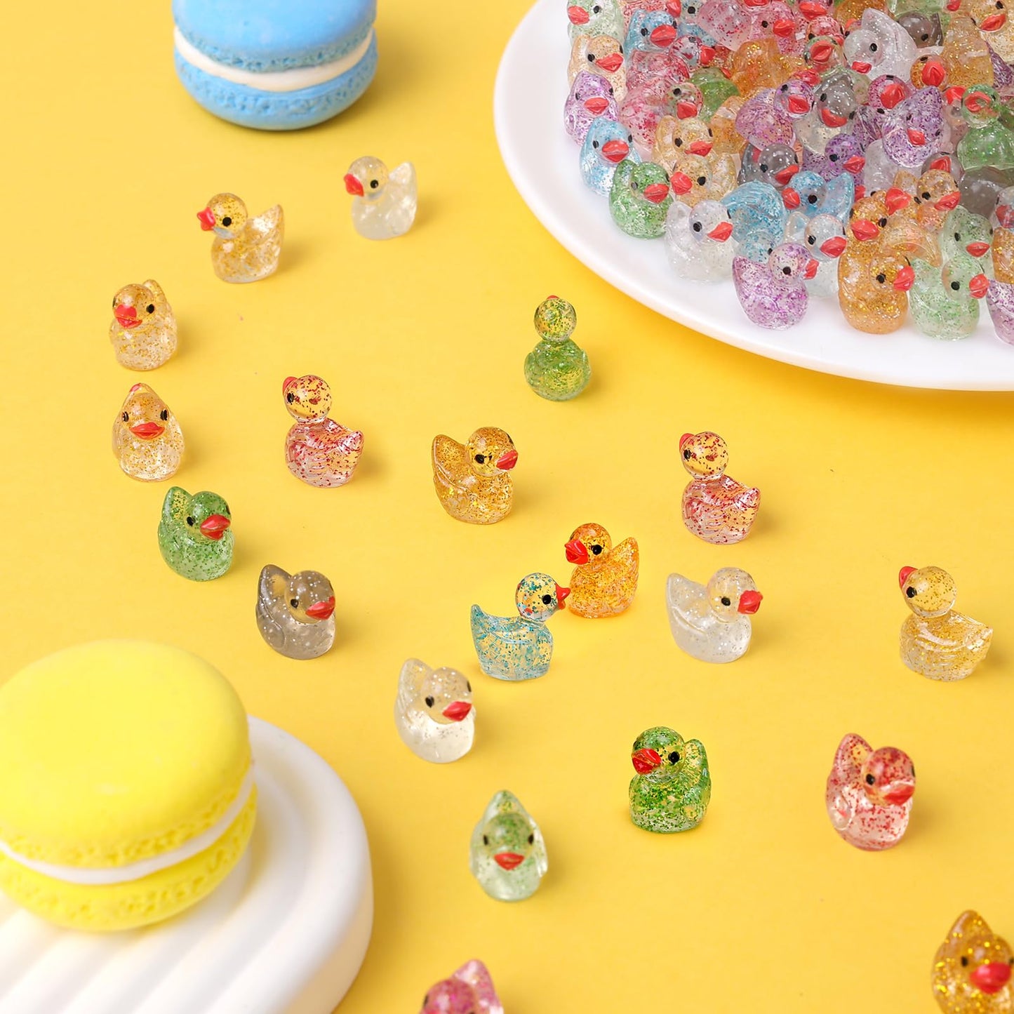 NEOACT 150 Pcs Glitter Mini Resin Ducks – Colorful Hide-and-Seek Tiny Figures