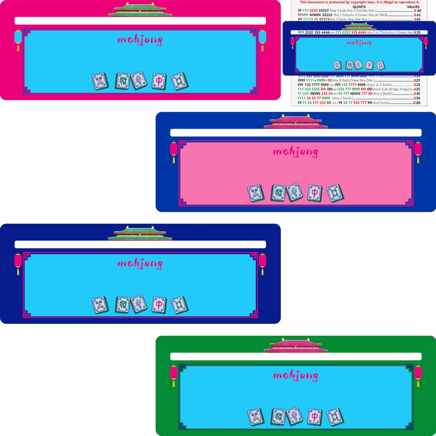 NeoDigix 4-Piece Mahjong Line Finder | American Mahjong Card Guide Strips
