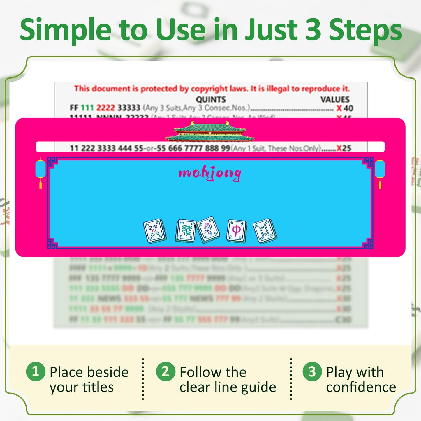 NeoDigix 4-Piece Mahjong Line Finder | American Mahjong Card Guide Strips