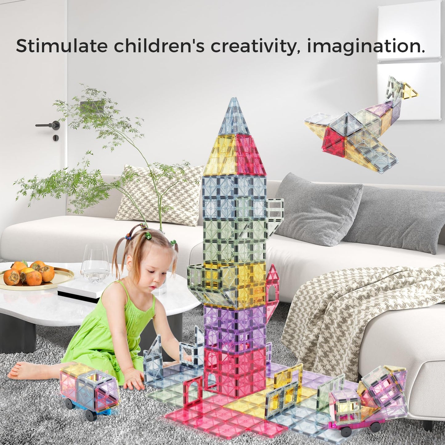 NEOFORMERS Magnetic Tiles Car Set – 40-Piece Morandi Trucks with Strong Magnets for Ages 3+