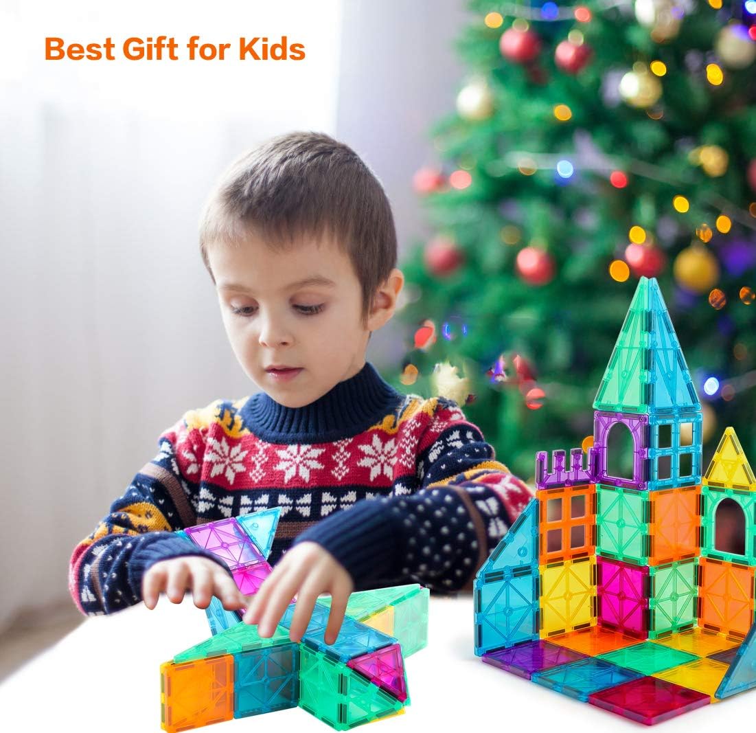 NEOFORMERS Magnetic Tiles Car Set – Strong Magnets, Reinforced Hitch & Long Bed (110 PCS)
