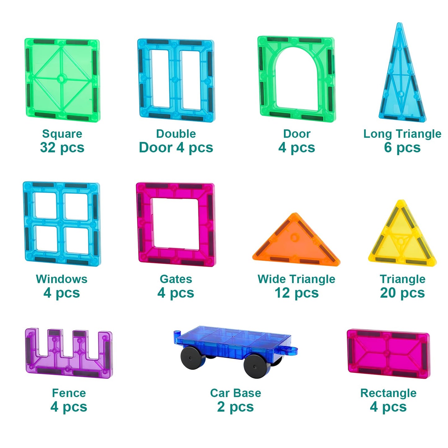 NEOFORMERS Magnetic Tiles 96PCS – 3D Clear Magnetic Building Blocks for Kids 3-9