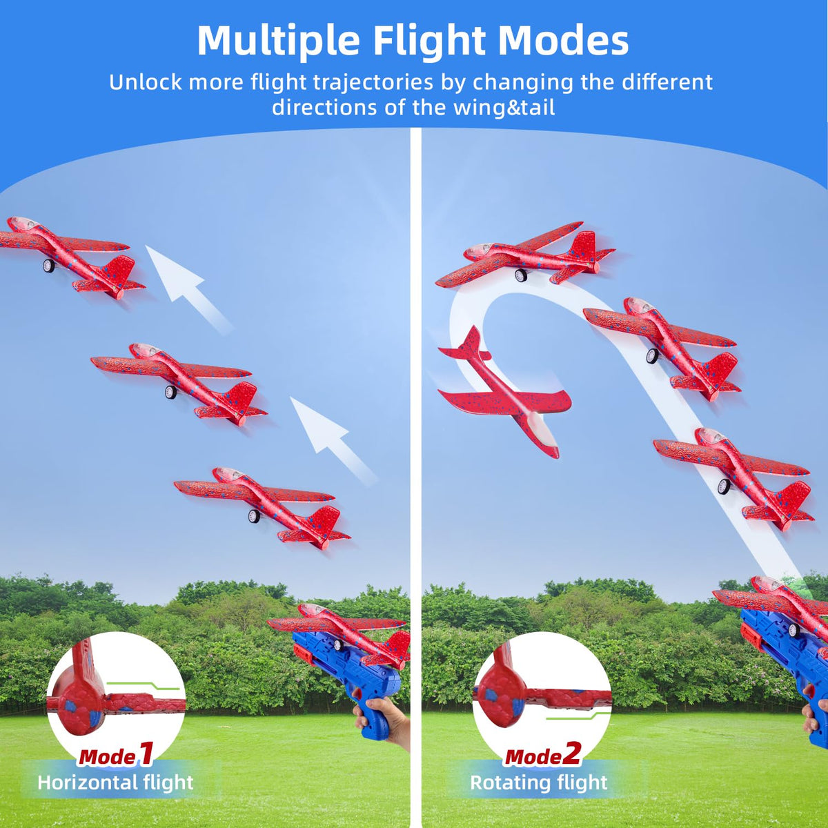 Neoot Toy Airplane Launcher 3-Pack – LED Glider Planes for Kids Aged 3–12