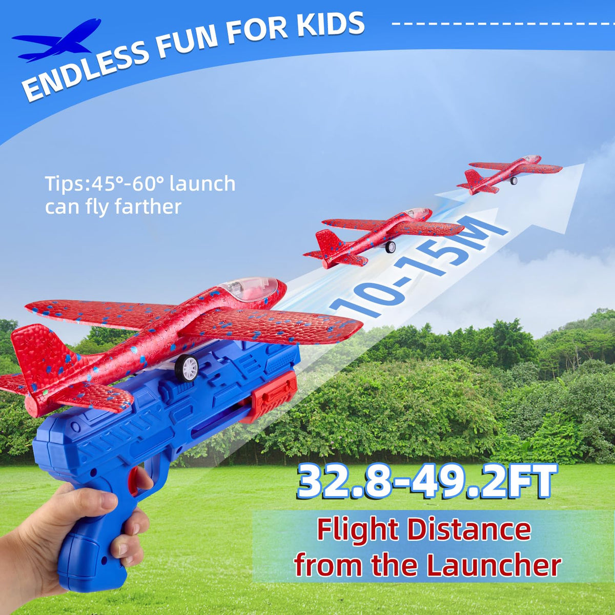Neoot Toy Airplane Launcher 3-Pack – LED Glider Planes for Kids Aged 3–12