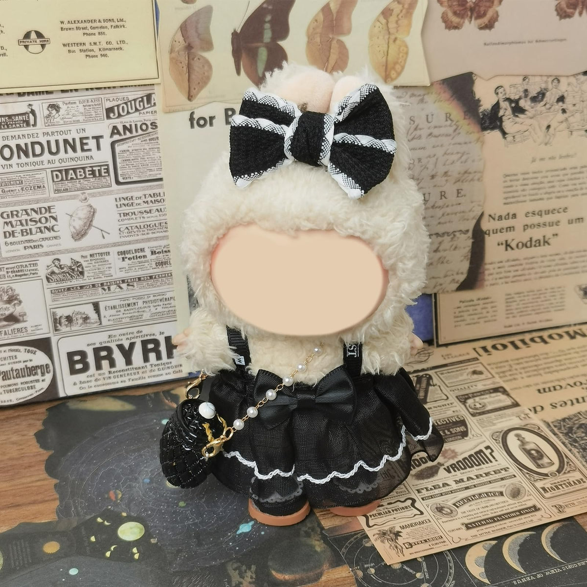 NEOVISTA 4-Piece Black Swan Belle Dress Set for 17cm Labubu Dolls | Balletcore Elegance