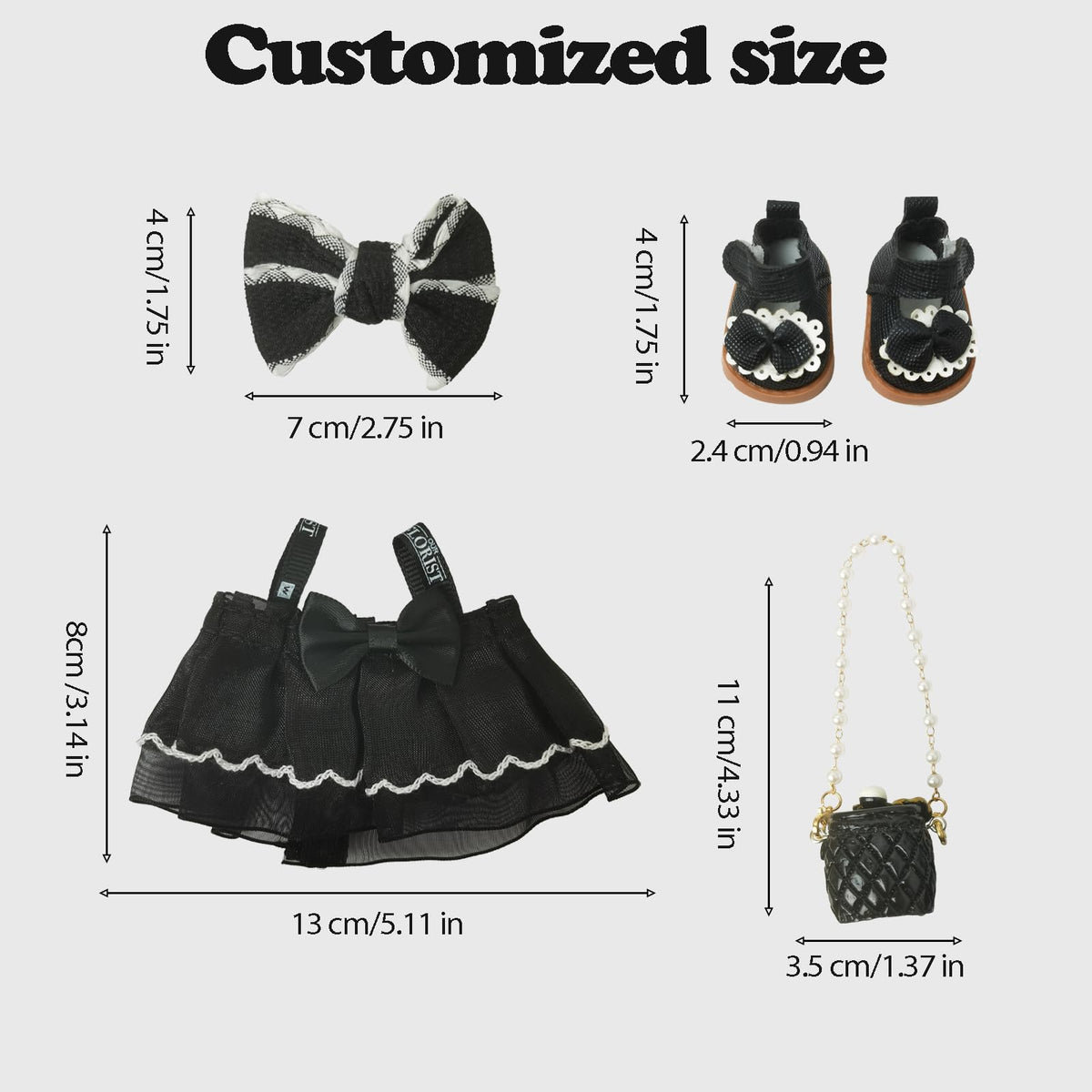 NEOVISTA 4-Piece Black Swan Belle Dress Set for 17cm Labubu Dolls | Balletcore Elegance