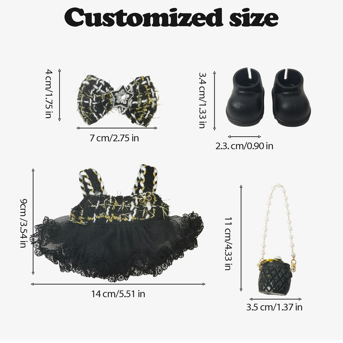 NEOVISTA Dark Star Muse: 4-Piece Gothic Lace Outfit for LABUBU Doll (17cm) – Starry Punk