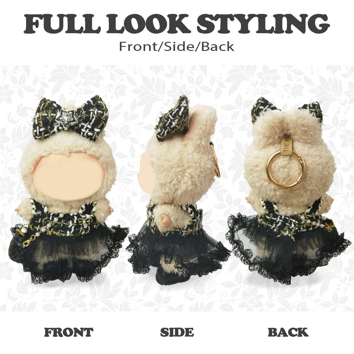 NEOVISTA Dark Star Muse: 4-Piece Gothic Lace Outfit for LABUBU Doll (17cm) – Starry Punk