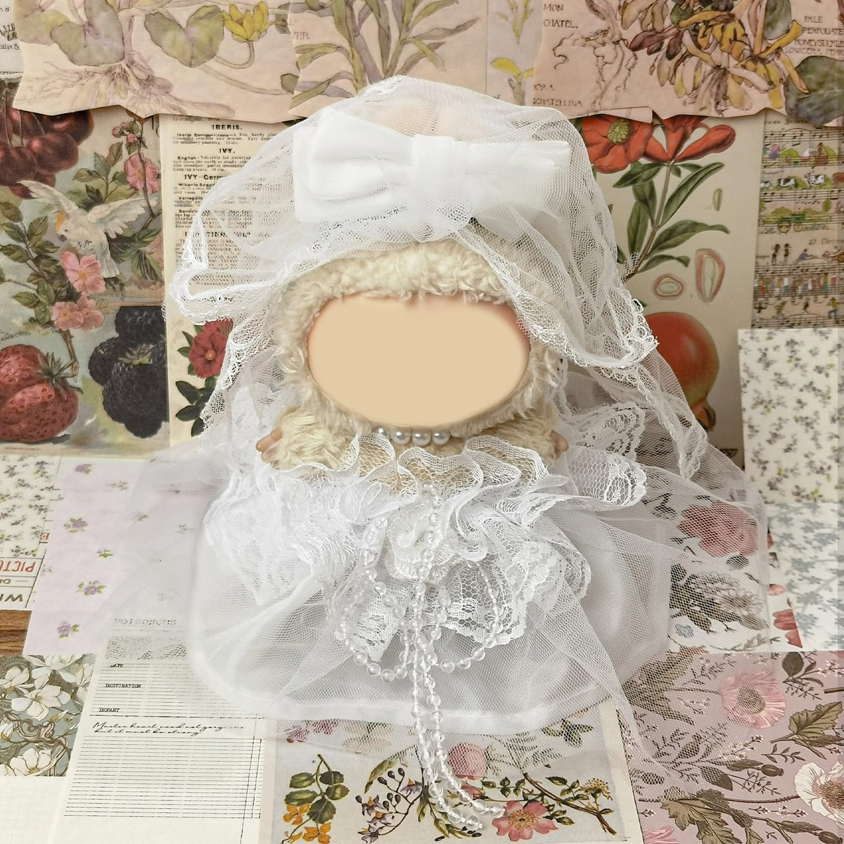 NEOVISTA LABUBU Doll Ivory Bridal 4-Piece Dress Set – 17cm Fashion for Bridal Theme