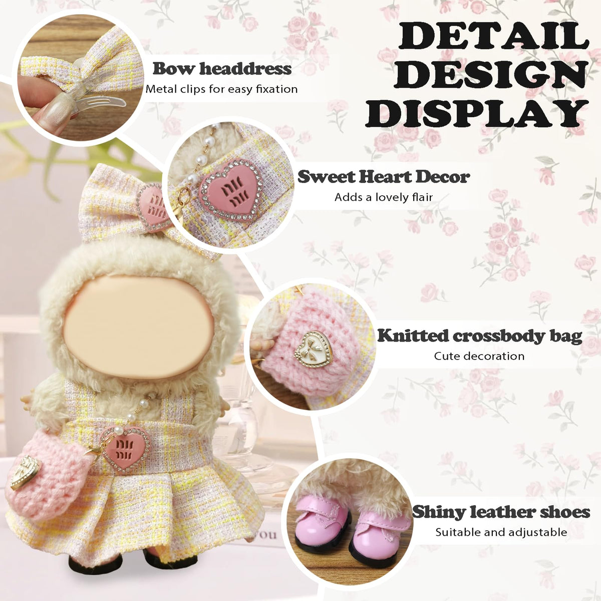 NEOVISTA Labubu Doll Clothes Set – 4-Piece Chic Outfit for 17cm Labubu Doll