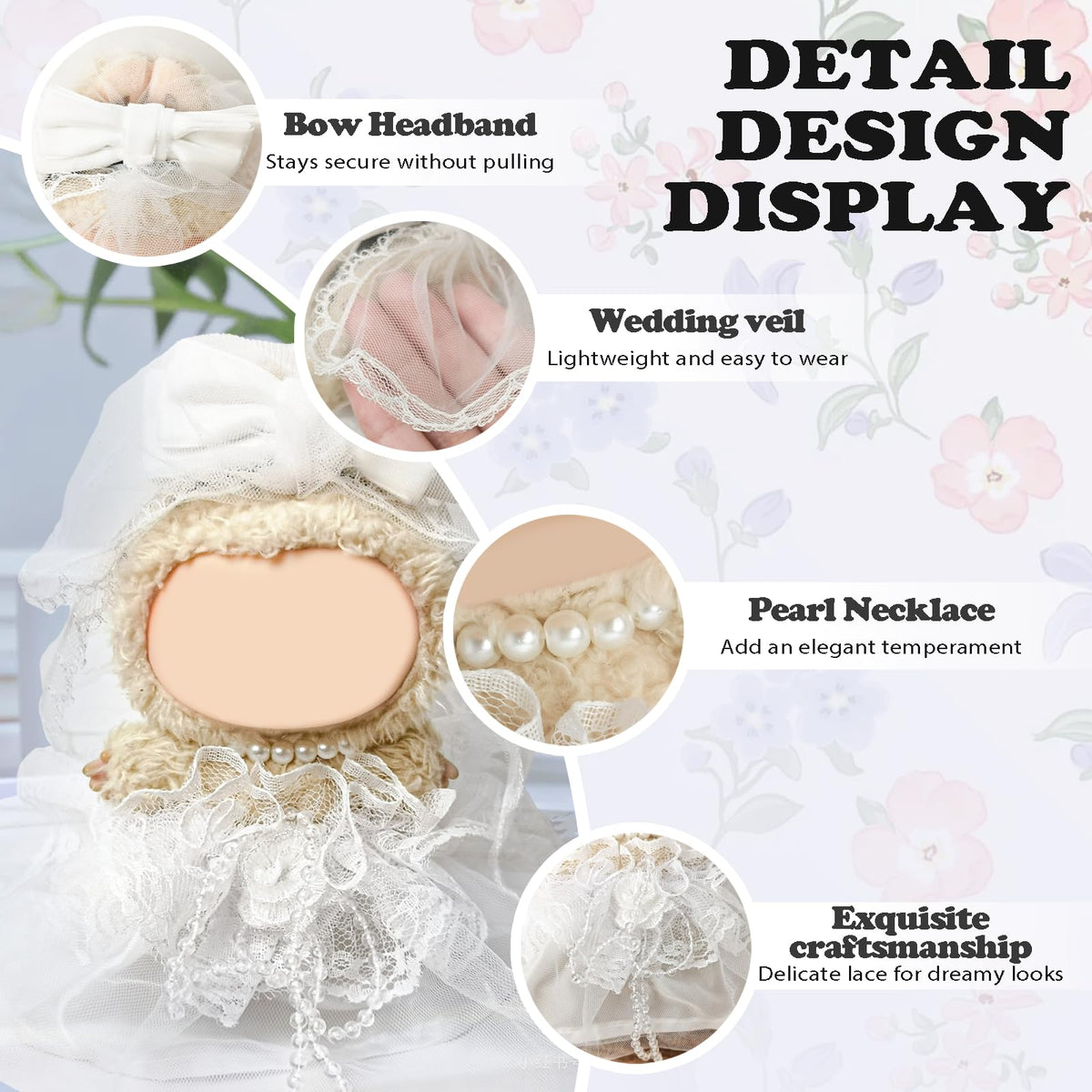 NEOVISTA LABUBU Doll Ivory Bridal 4-Piece Dress Set – 17cm Fashion for Bridal Theme