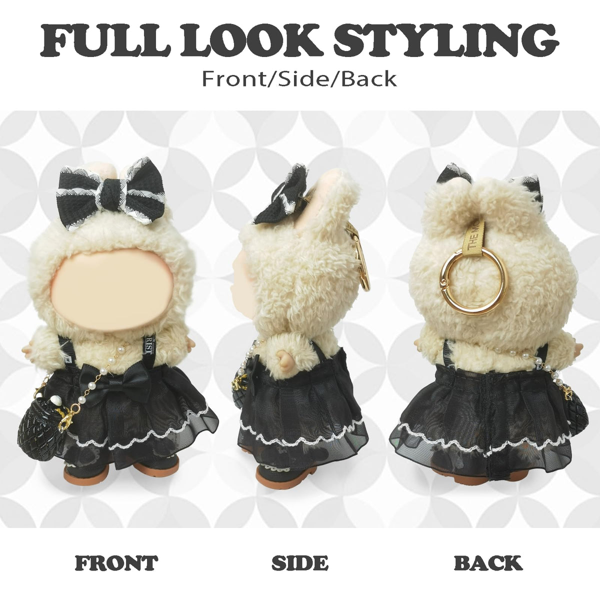 NEOVISTA 4-Piece Black Swan Belle Dress Set for 17cm Labubu Dolls | Balletcore Elegance