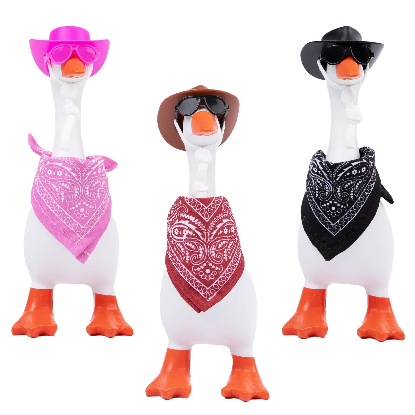Neowedding 3 Set 7-Inch Desk Goose Outfits: Western Cowboy Hats, Scarves & Sunglasses