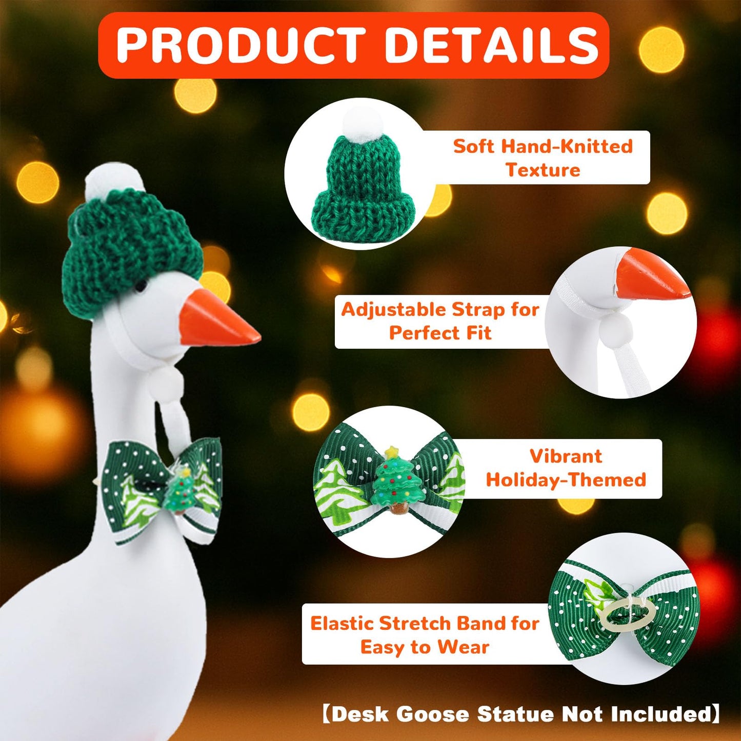 Neowedding 8-Piece 7-Inch Desk Goose Outfits: Knit Hats & Bow Ties for Seasonal Desk Decor