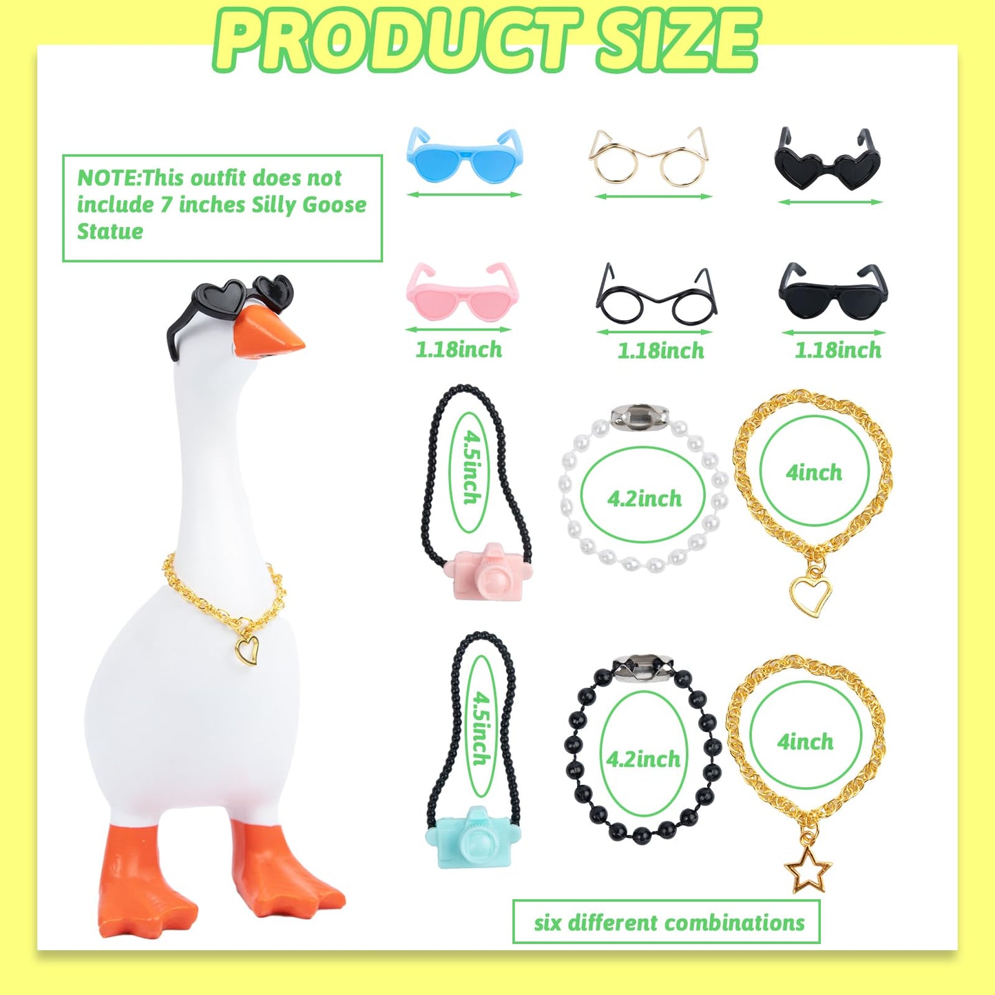 Neowedding 6-Set 7-Inch Desk Goose Outfits with Collars & Sunglasses – Fun Desk Decor