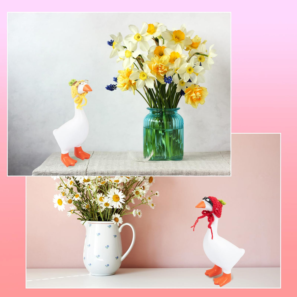Neowedding 6 Set Desk Goose Outfits – Knit Hats & Sunglasses for 7-Inch Goose Statues
