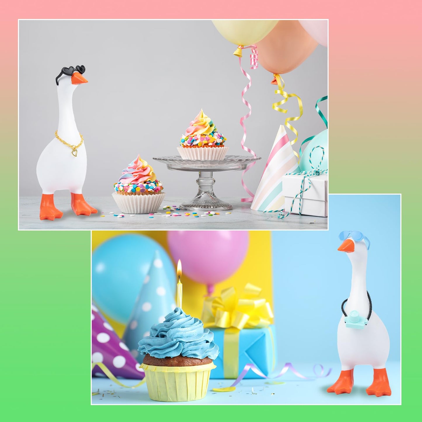Neowedding 6-Set 7-Inch Desk Goose Outfits with Collars & Sunglasses – Fun Desk Decor