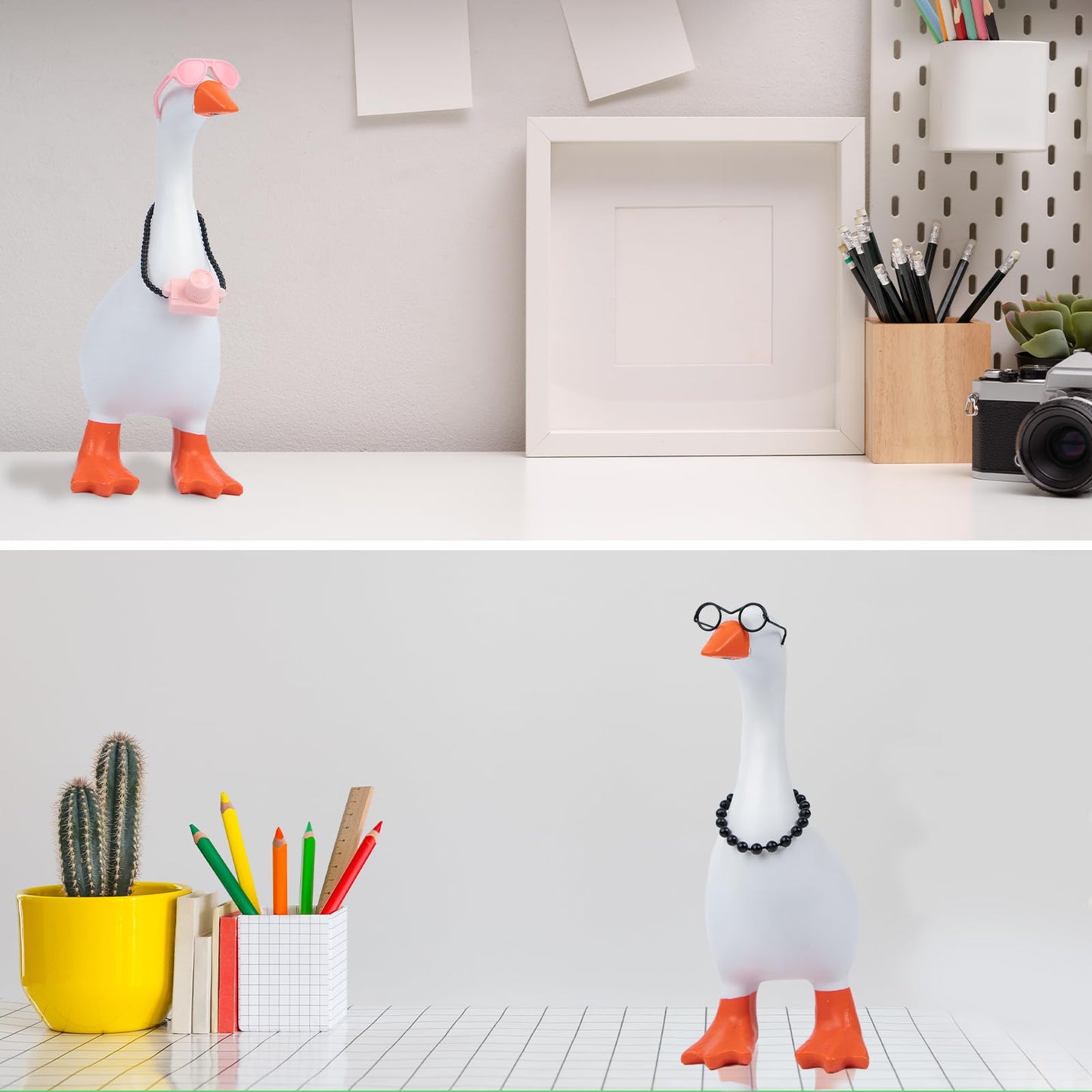 Neowedding 6-Set 7-Inch Desk Goose Outfits with Collars & Sunglasses – Fun Desk Decor