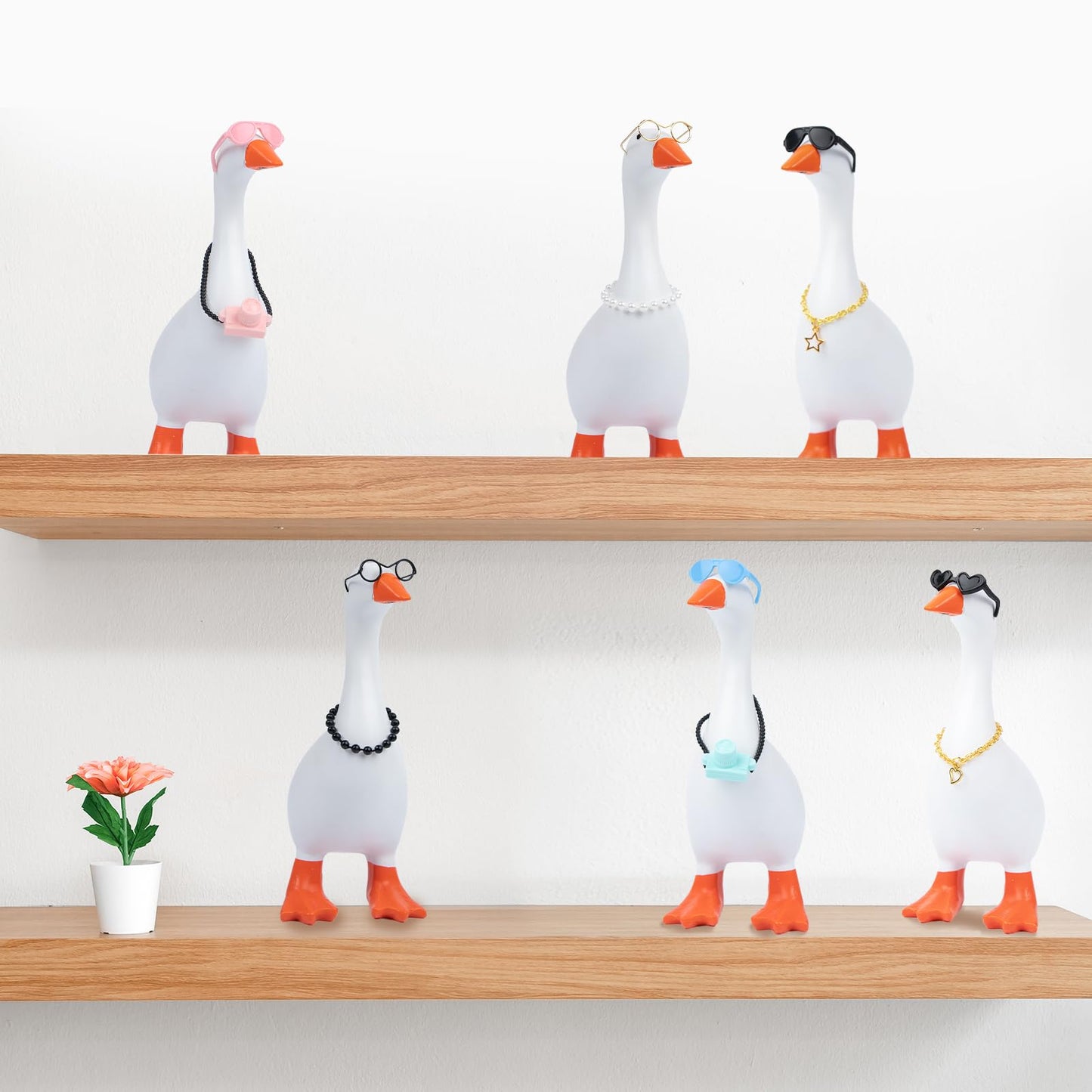 Neowedding 6-Set 7-Inch Desk Goose Outfits with Collars & Sunglasses – Fun Desk Decor