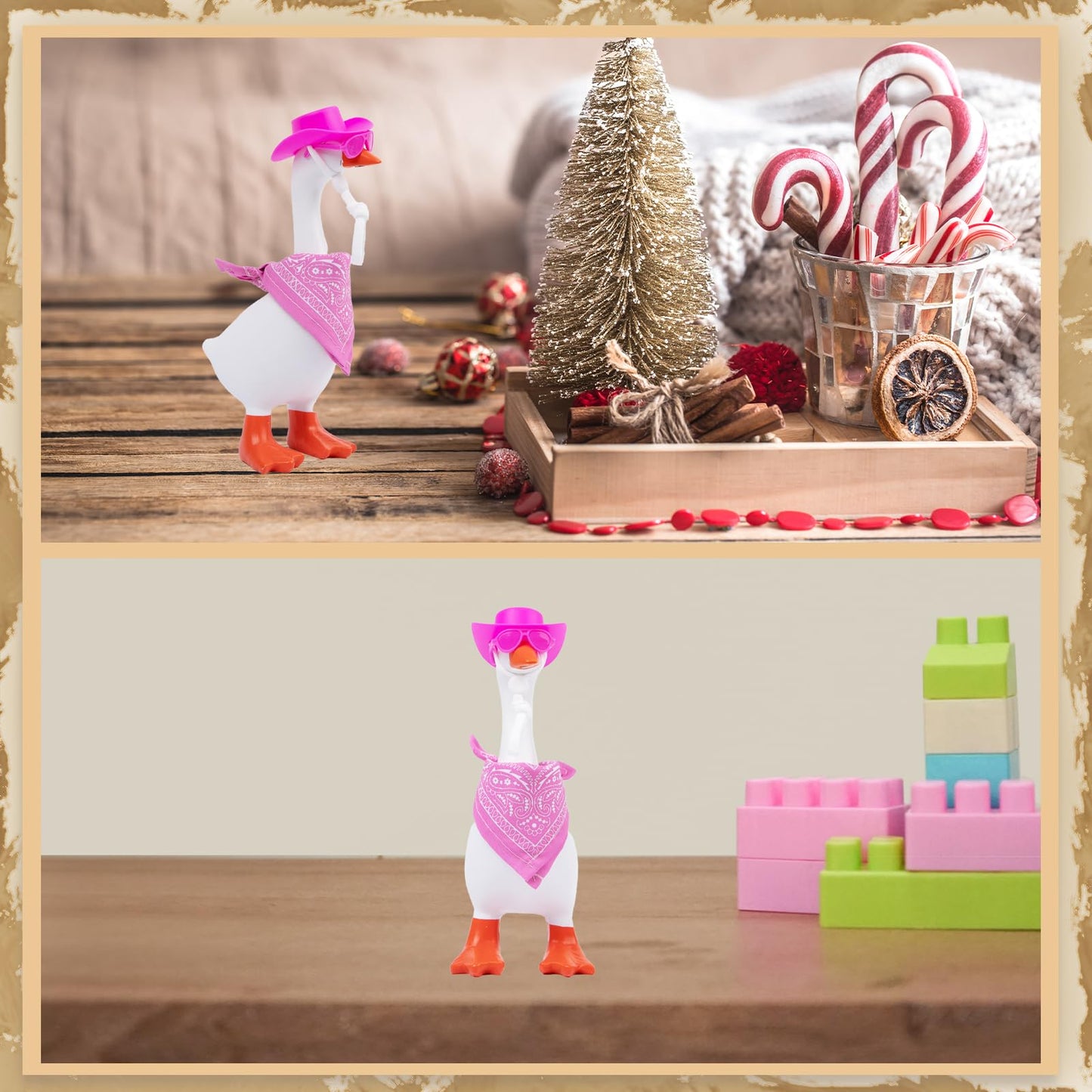 Neowedding 3 Set 7-Inch Desk Goose Outfits: Western Cowboy Hats, Scarves & Sunglasses