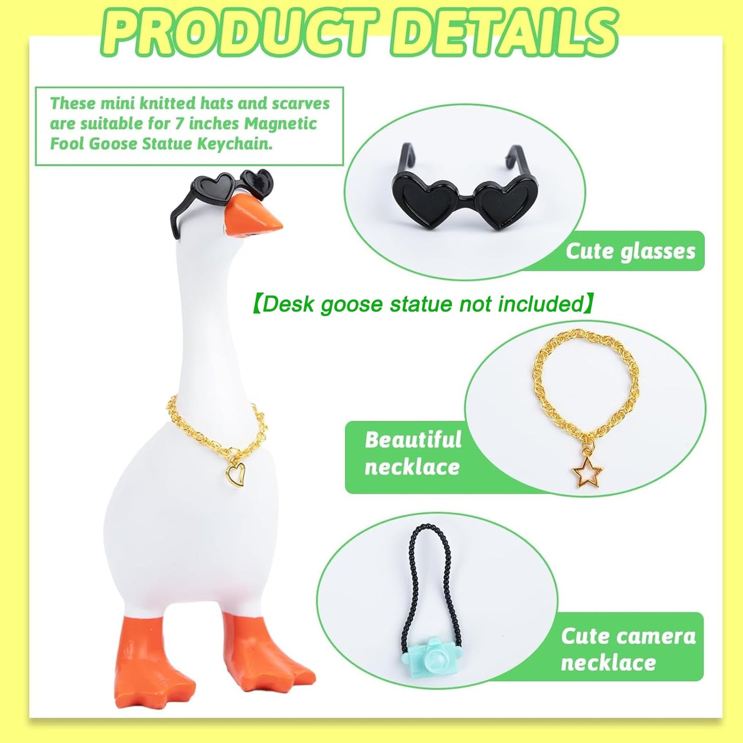 Neowedding 6-Set 7-Inch Desk Goose Outfits with Collars & Sunglasses – Fun Desk Decor