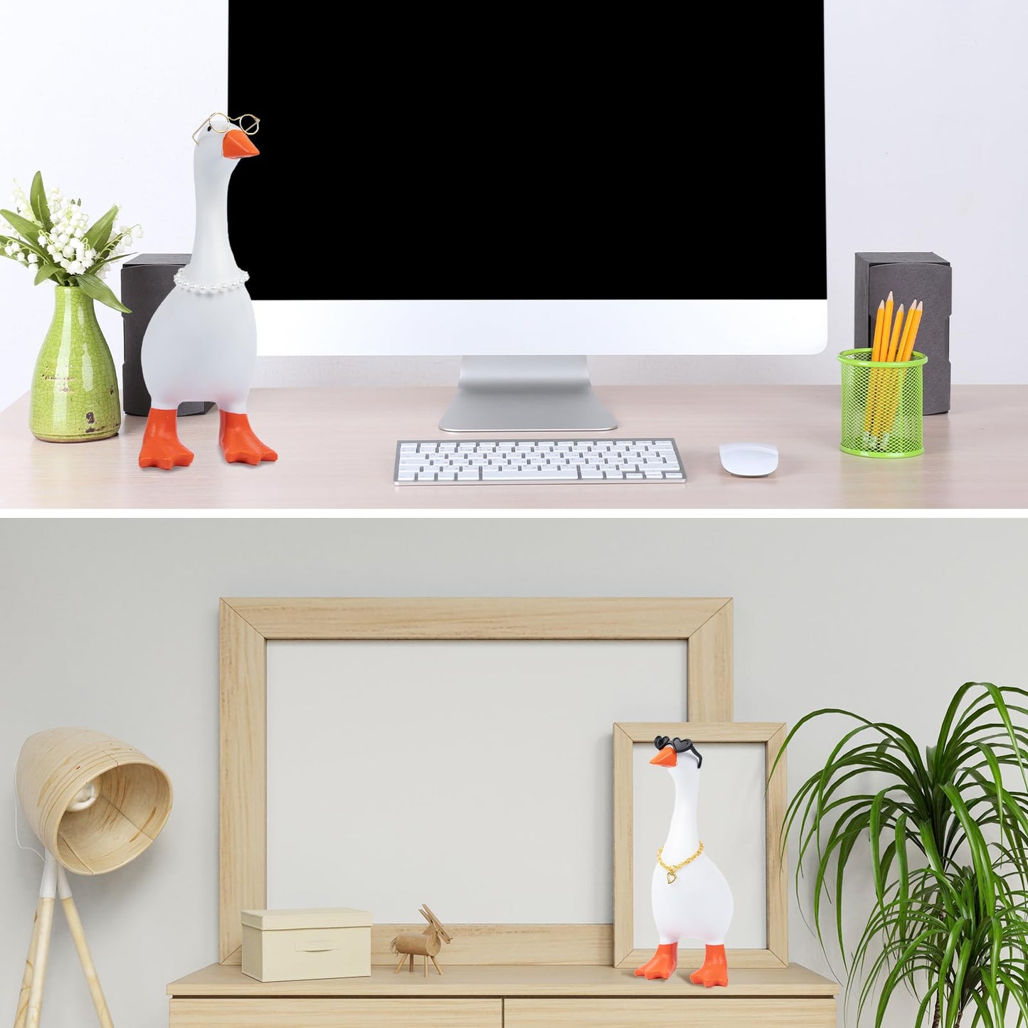 Neowedding 6-Set 7-Inch Desk Goose Outfits with Collars & Sunglasses – Fun Desk Decor