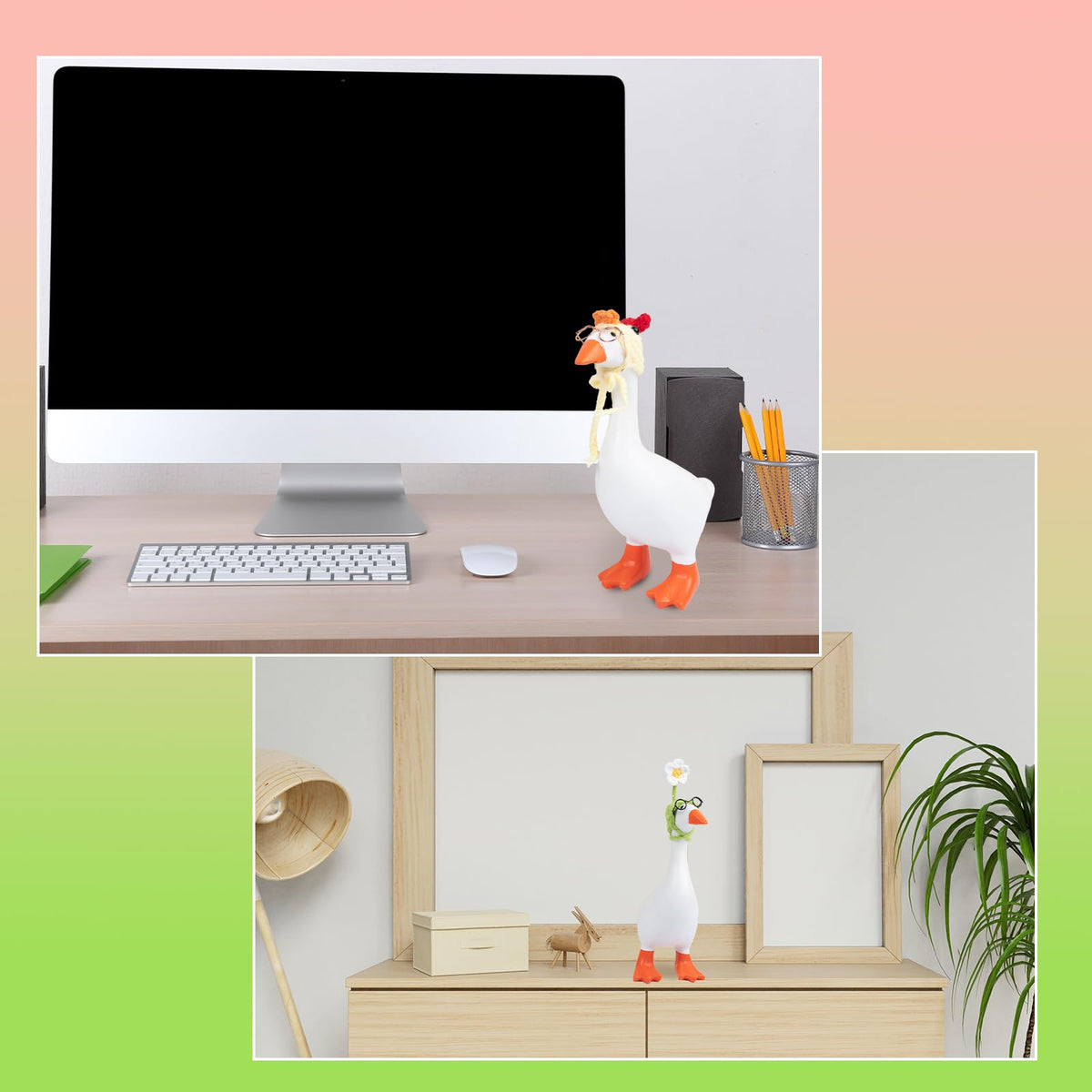 Neowedding 6 Set Desk Goose Outfits – Knit Hats & Sunglasses for 7-Inch Goose Statues