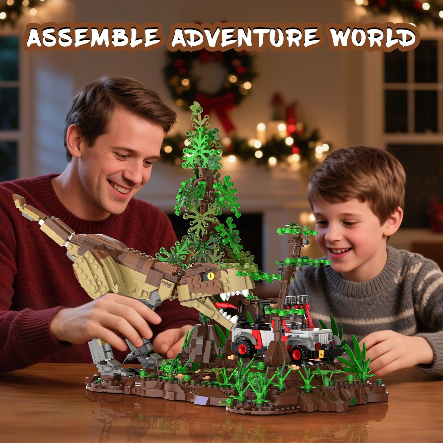 NERCISU Dinosaur Park World Building Toys – 1555-Piece T-Rex Chase Scene