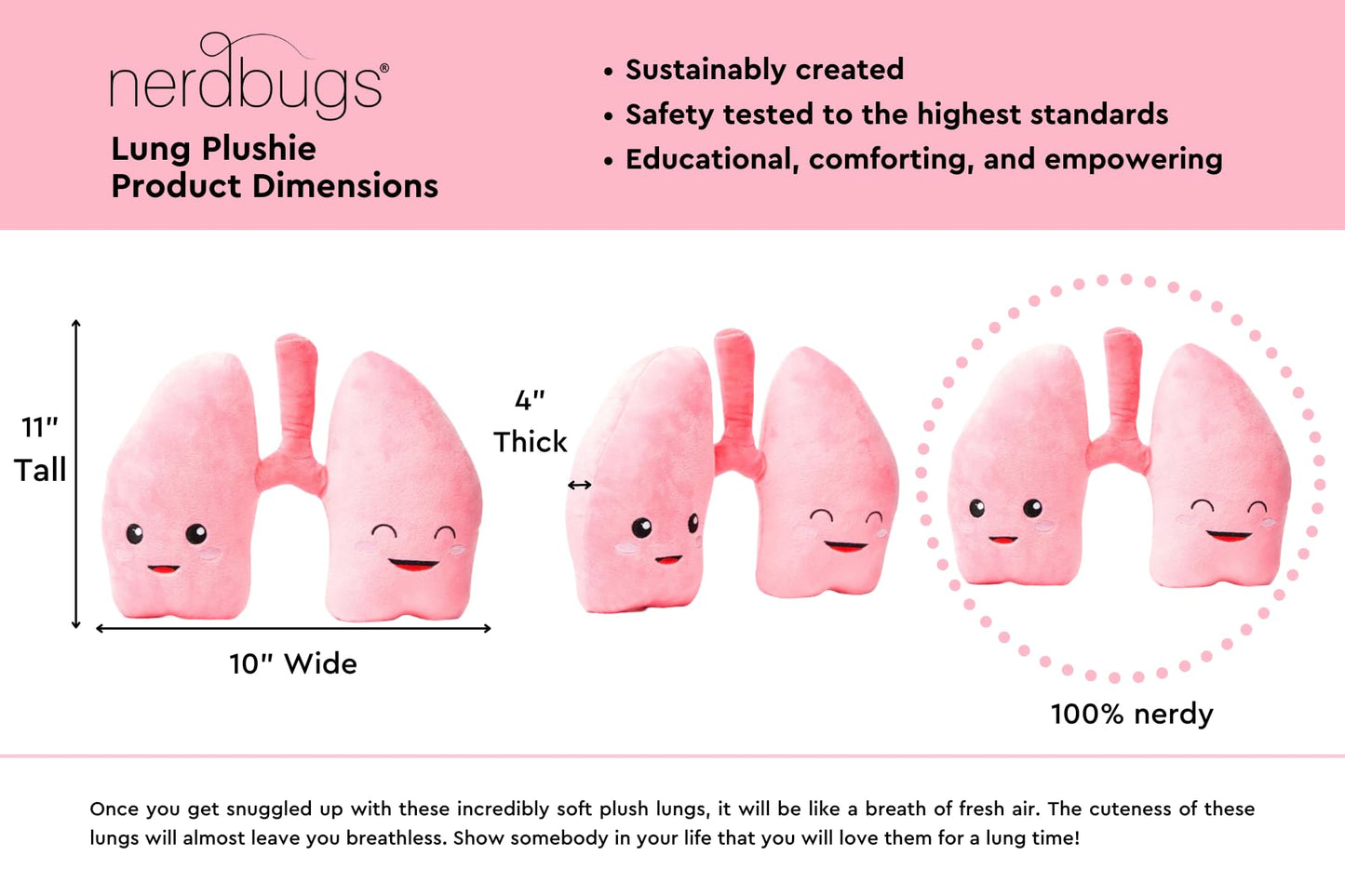 nerdbugs Lung Plush – We Be-Lung Together | Pulmonologist Gift, Respiratory Therapist Gifts