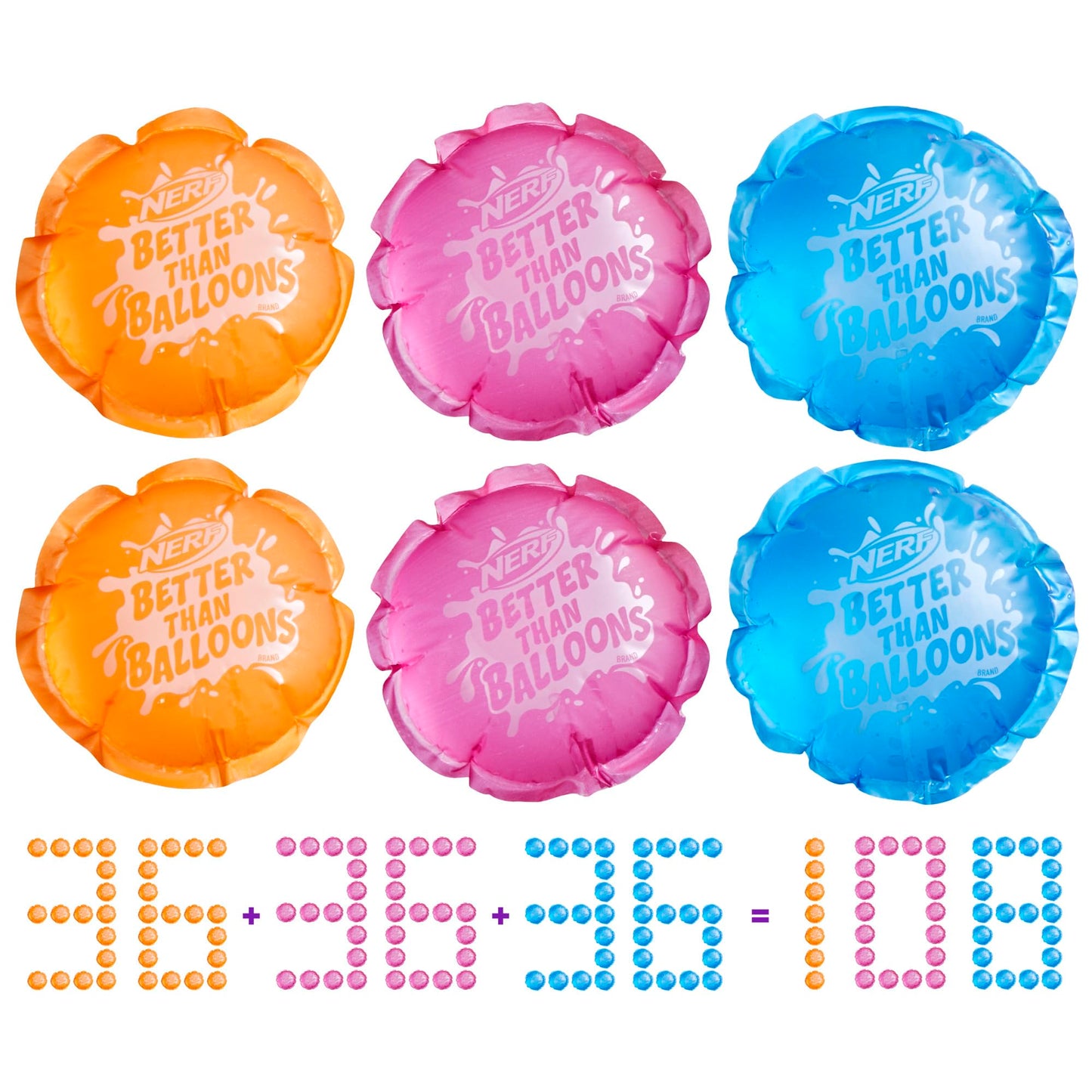 NERF Better Than Balloons Water Pods – 108 Self-Sealing Pods for Mess-Free Outdoor Fun