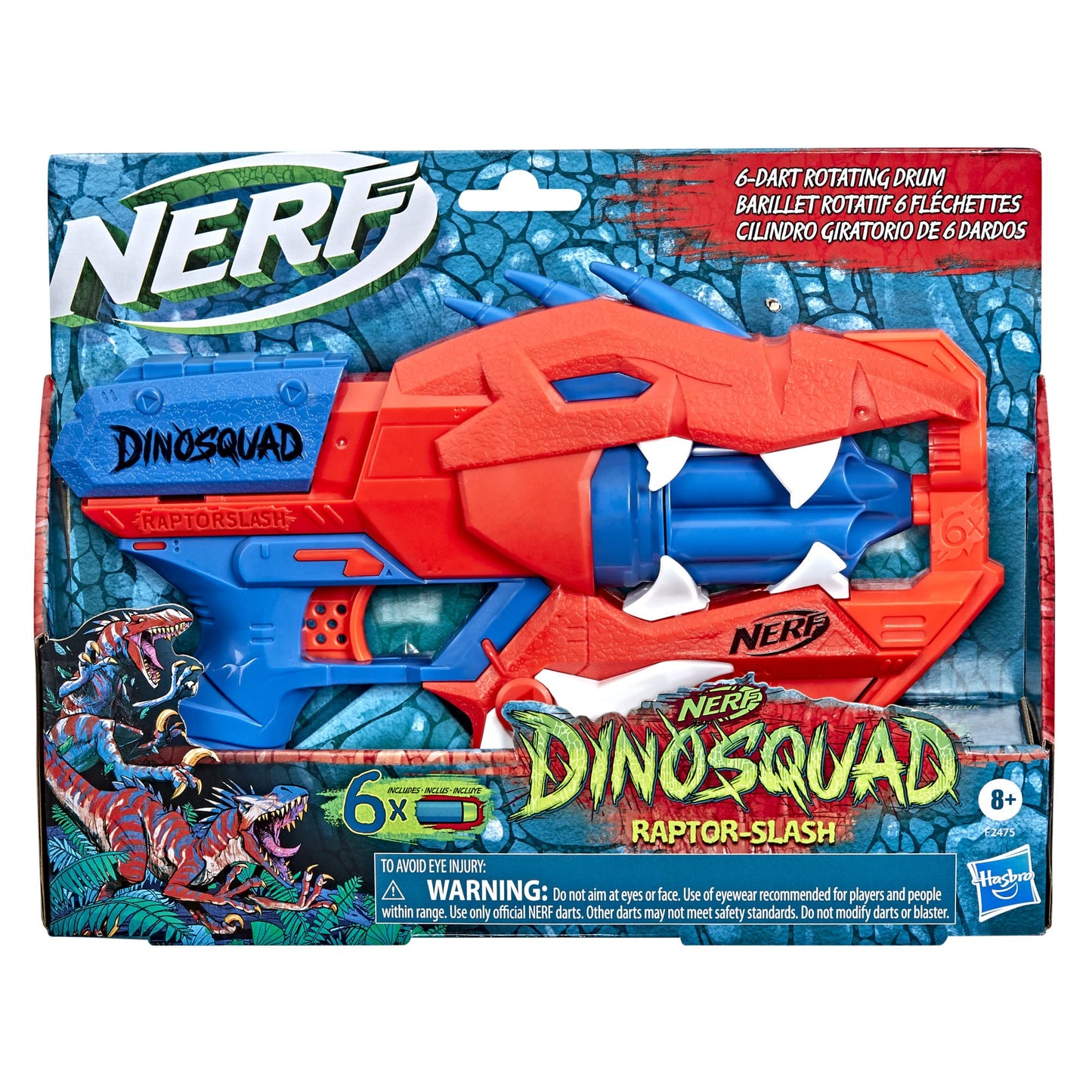 Nerf DinoSquad Raptor-Slash Dart Blaster | 6-Dart Drum, Slam Fire Action