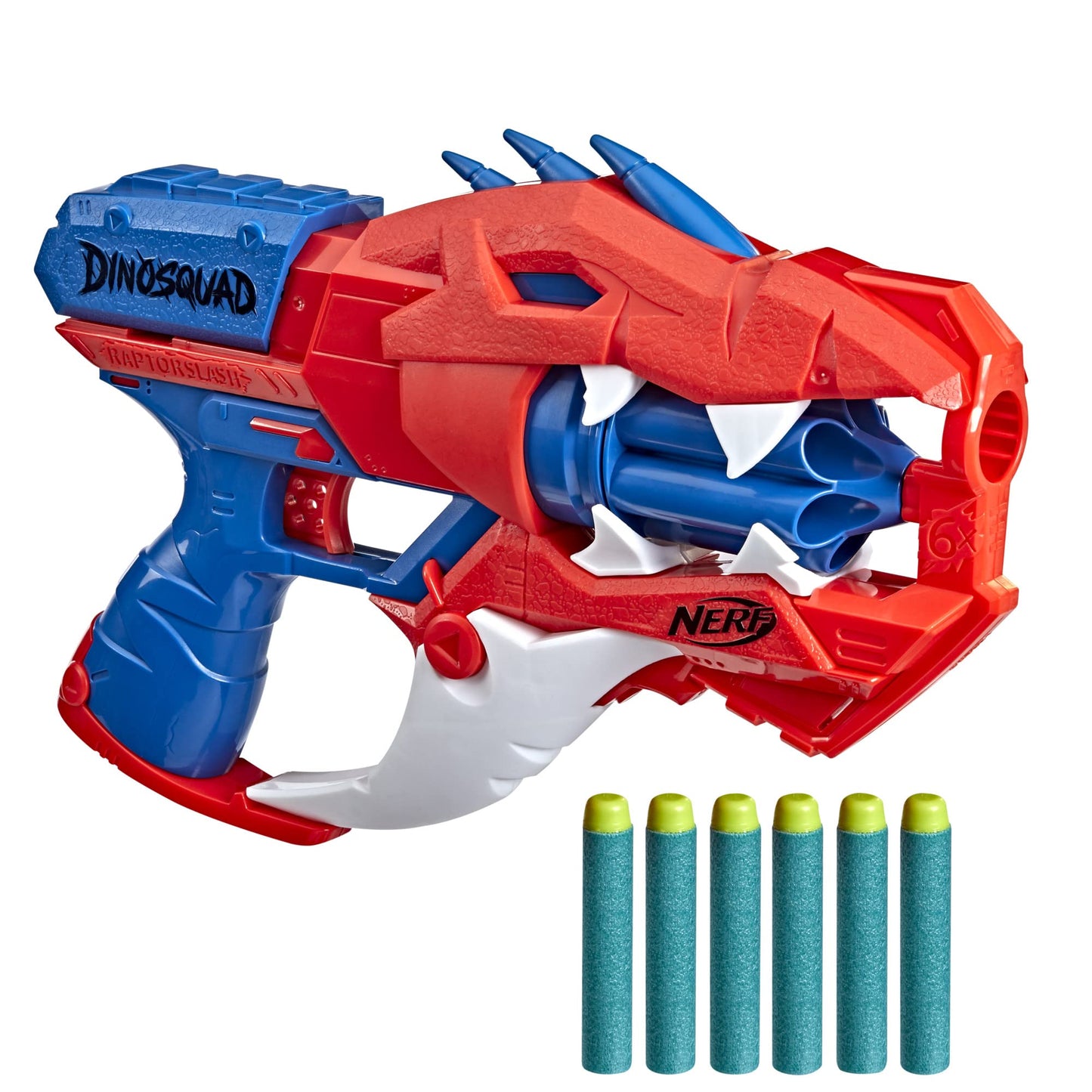 Nerf DinoSquad Raptor-Slash Dart Blaster | 6-Dart Drum, Slam Fire Action