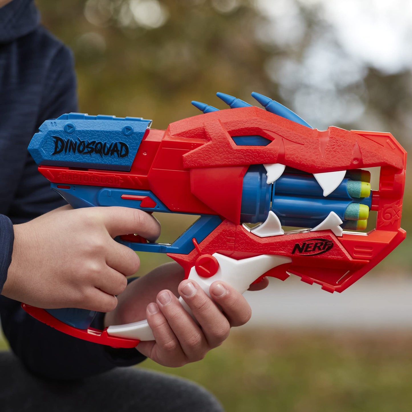 Nerf DinoSquad Raptor-Slash Dart Blaster | 6-Dart Drum, Slam Fire Action