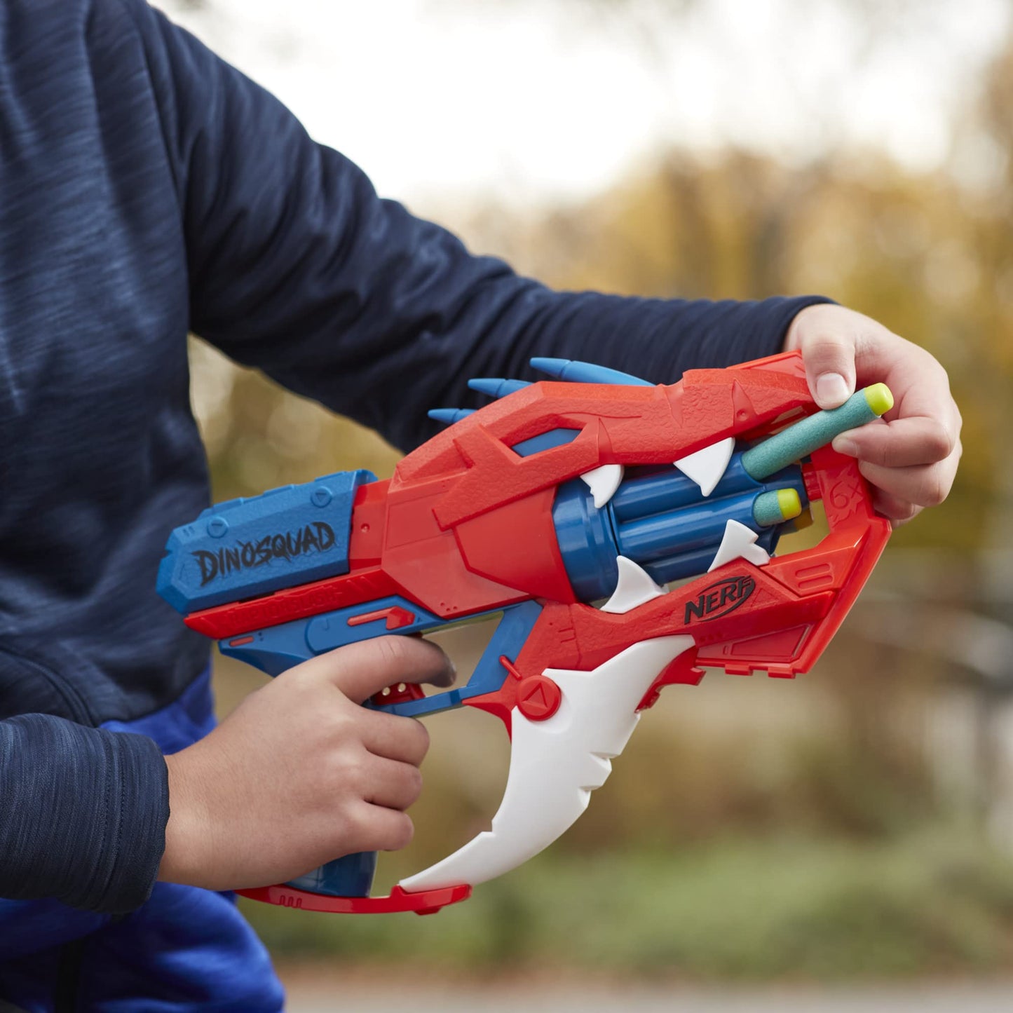 Nerf DinoSquad Raptor-Slash Dart Blaster | 6-Dart Drum, Slam Fire Action