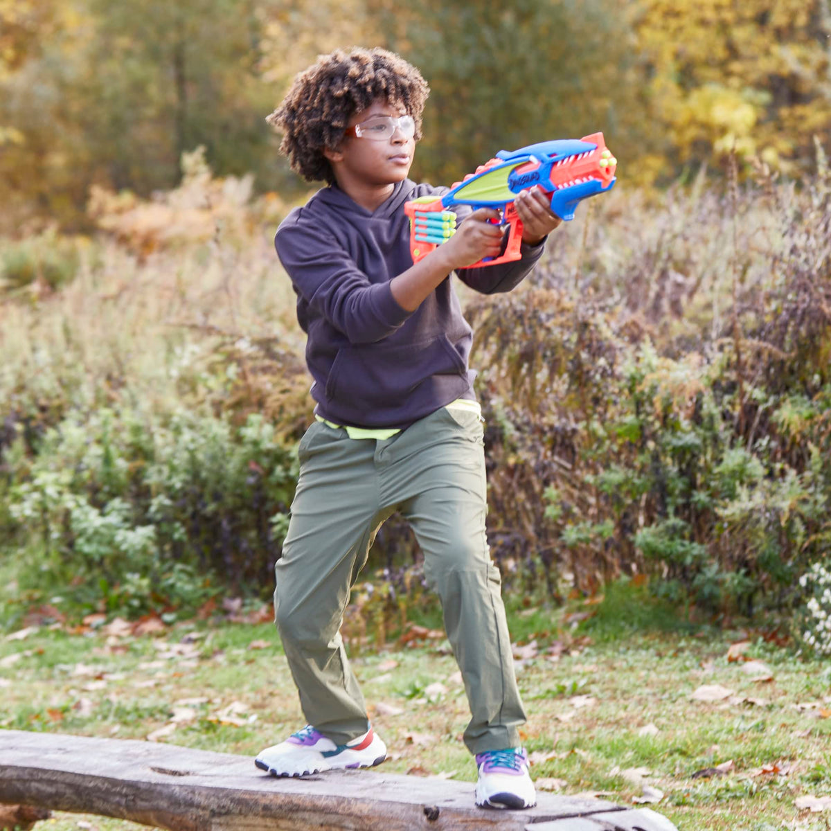 NERF DinoSquad Terrodak Blaster — 4-Dart Burst, 12 Elite Darts, Dino-Style Outdoor Toy