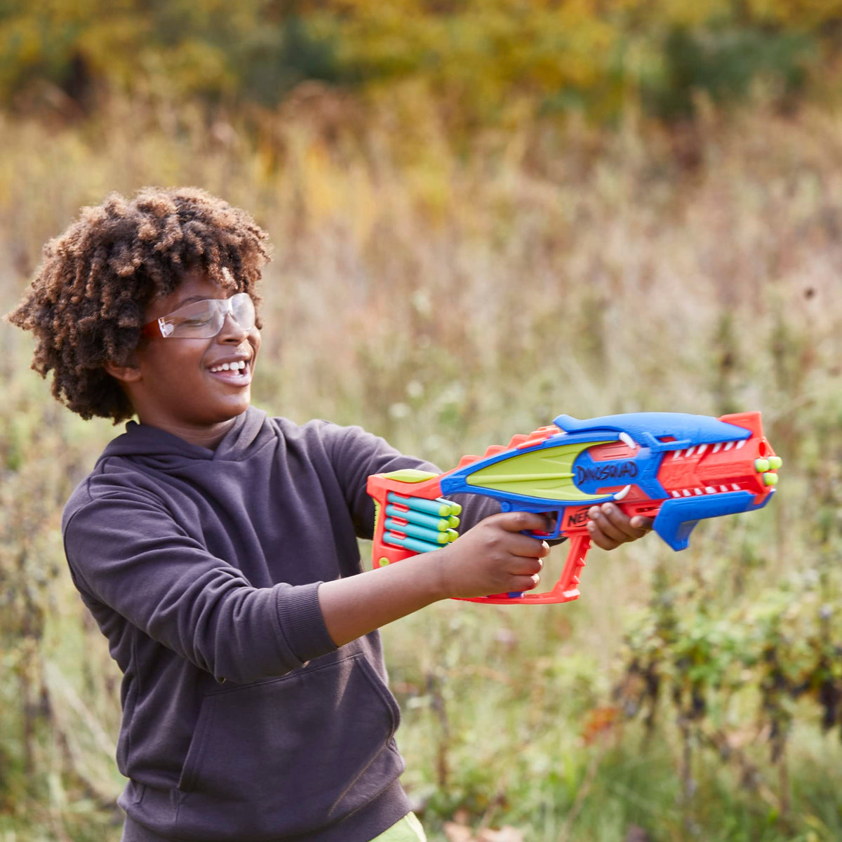 NERF DinoSquad Terrodak Blaster — 4-Dart Burst, 12 Elite Darts, Dino-Style Outdoor Toy