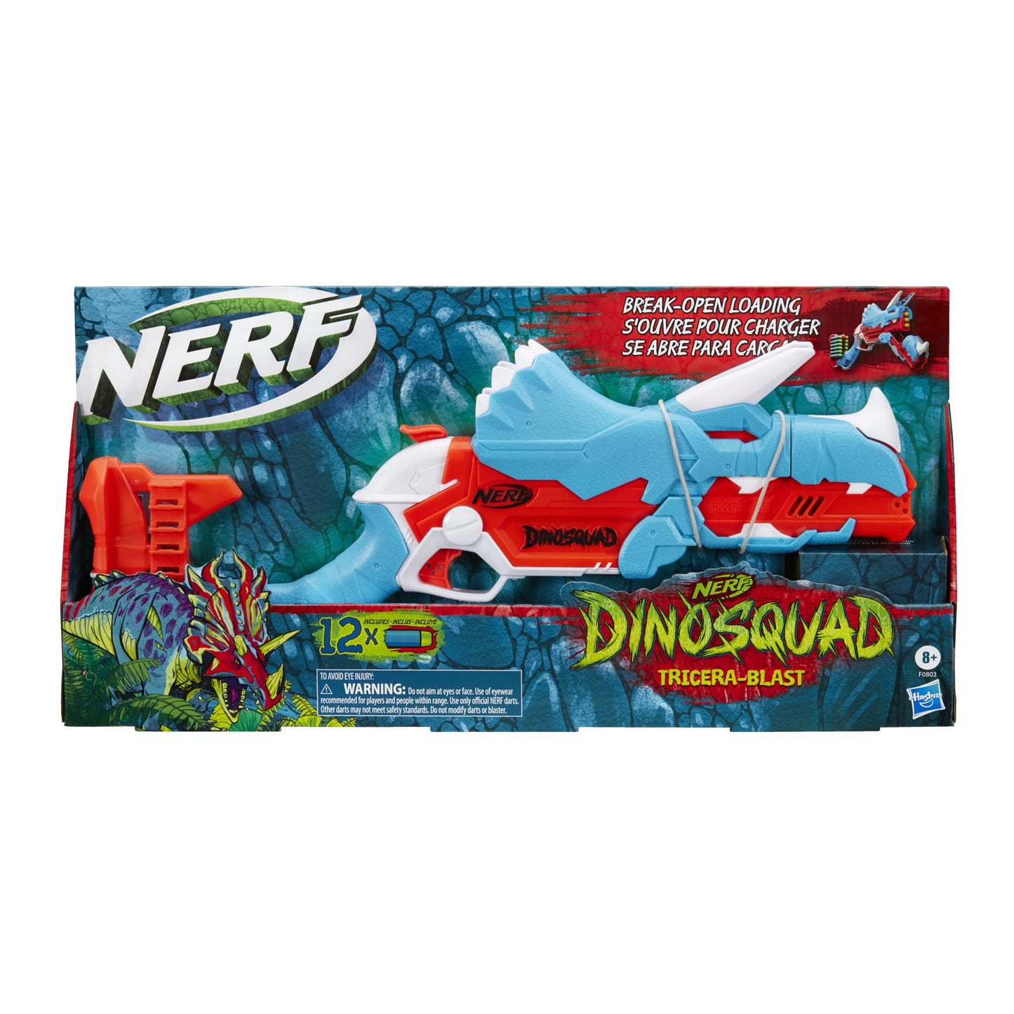 Nerf DinoSquad Tricera-Blast Dart Blaster | 12 Nerf Elite Darts | Outdoor Dino Toy for Kids 8+